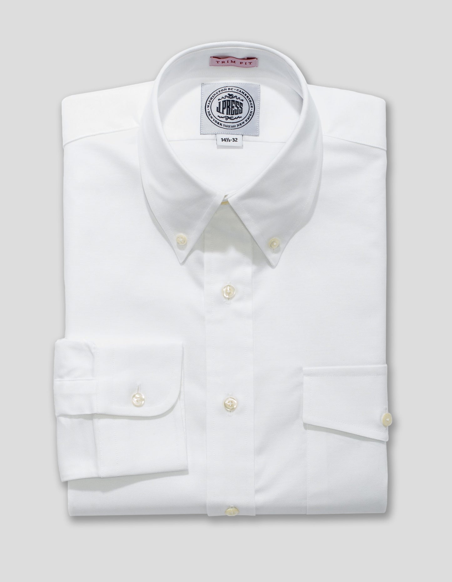 フラップボタンダウンシャツ付きホワイトオックスフォード（トリムフィット）