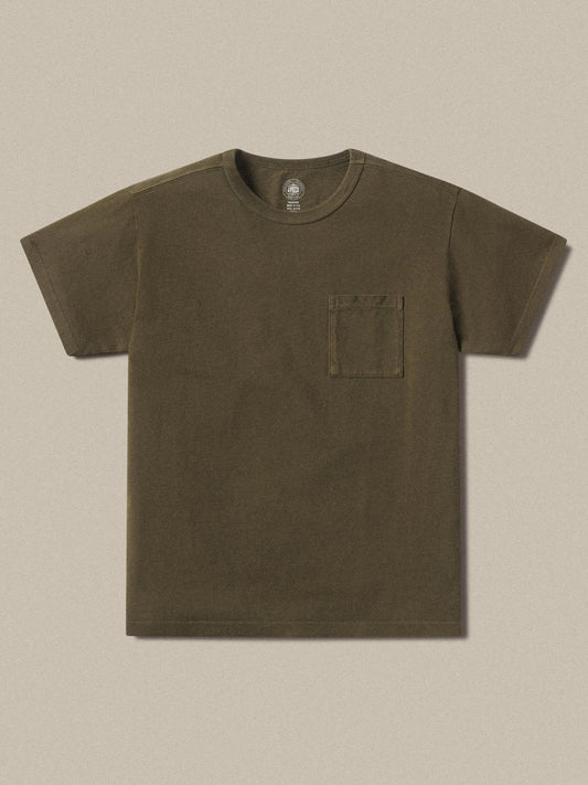 J.PRESS x BUCK MASON TOUGH KNIT POCKET T - DARK OLIVE