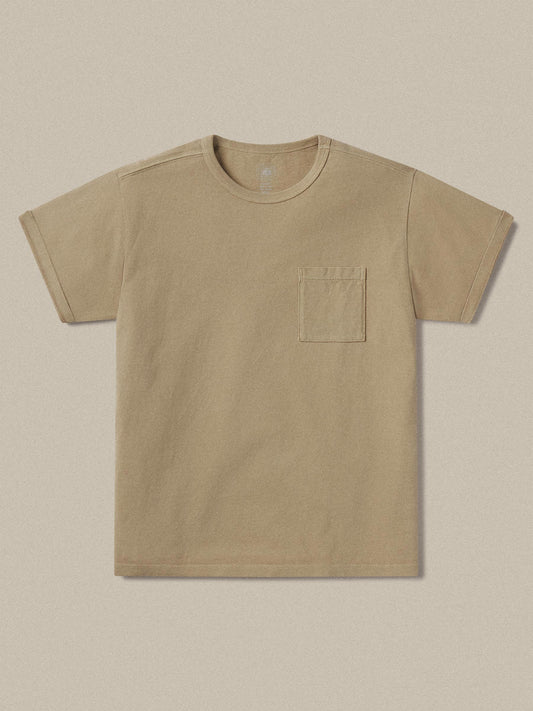 J.PRESS x BUCK MASON TOUGH KNIT POCKET T - WARM KHAKI