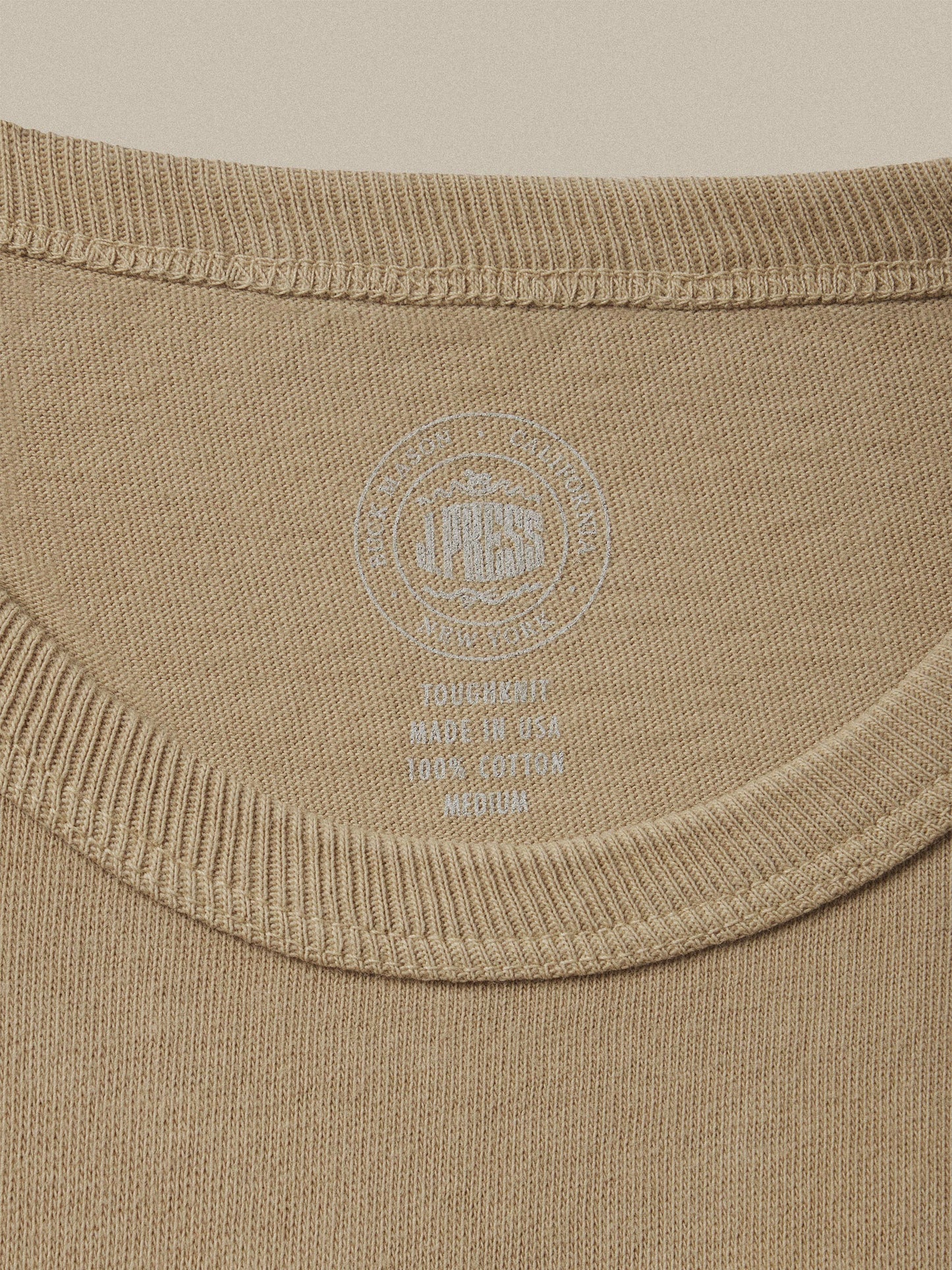 J.PRESS x BUCK MASON TOUGH KNIT POCKET T - WARM KHAKI