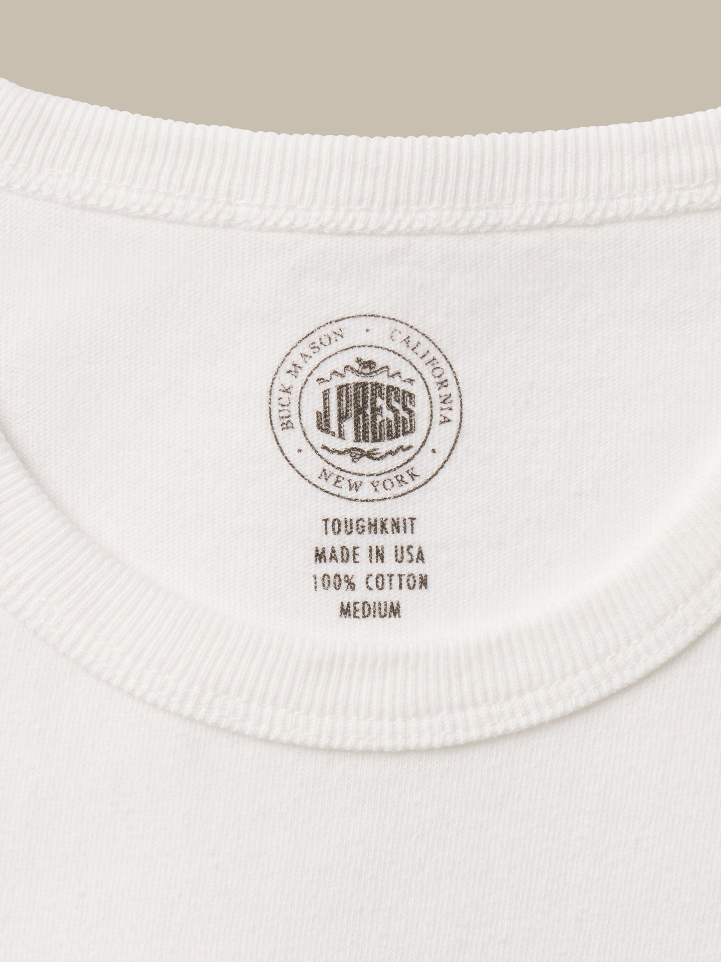 J.PRESS x BUCK MASON TOUGH KNIT POCKET T - WHITE