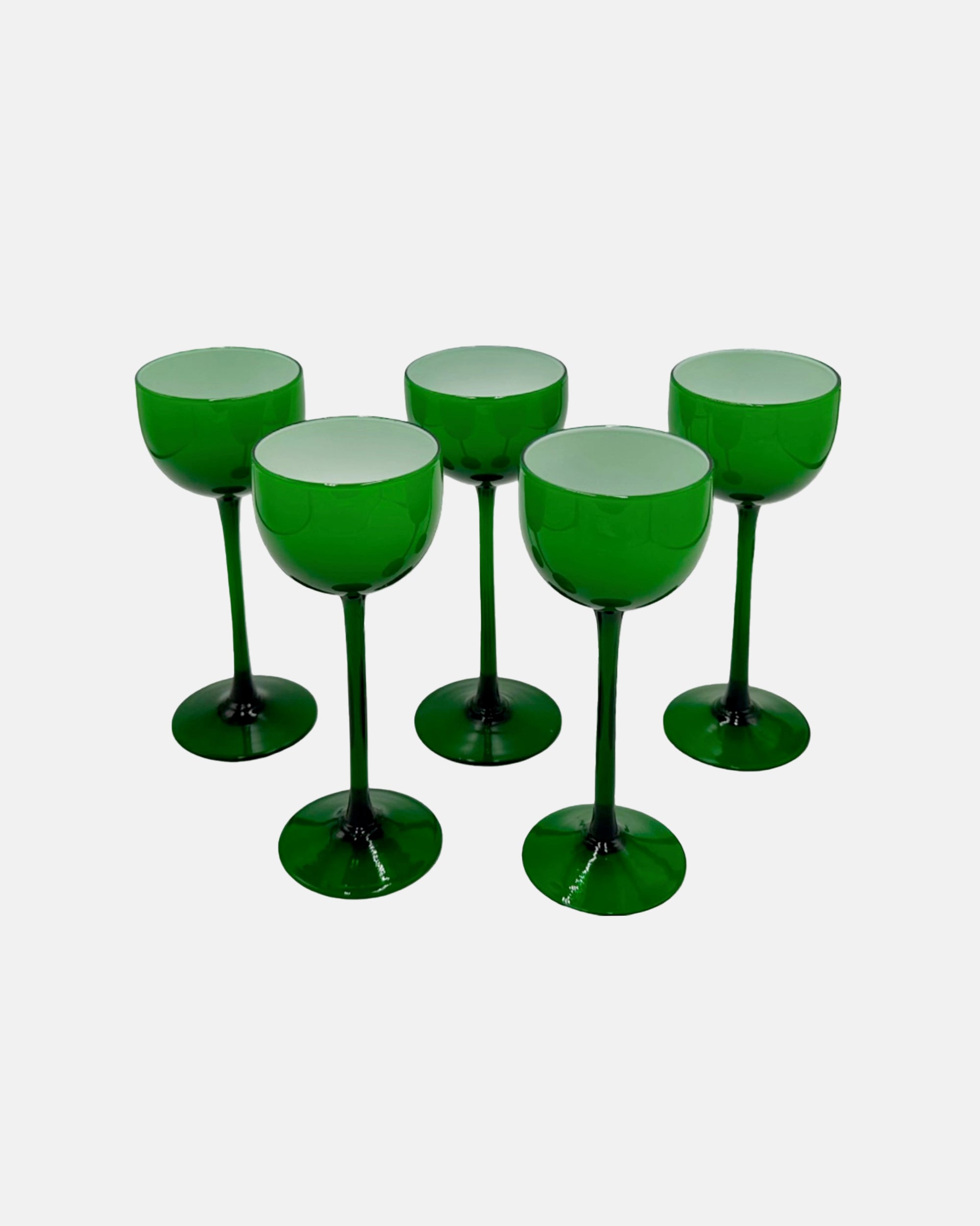 Vintage Set 5 Carlo Moretti Italy Green Cocktail Glasses