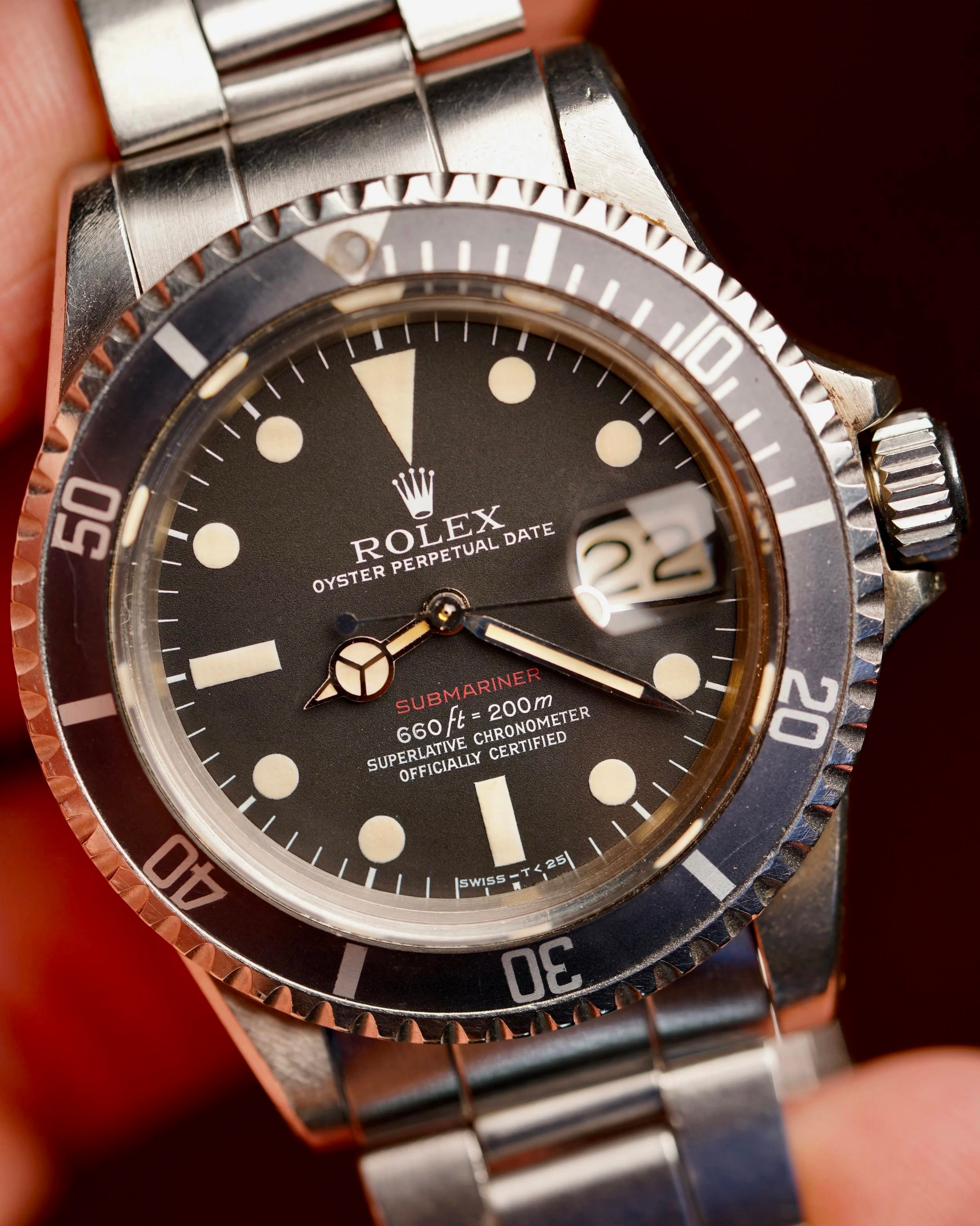 Rolex Feet First Red Submariner Ref 1680 Unpolished