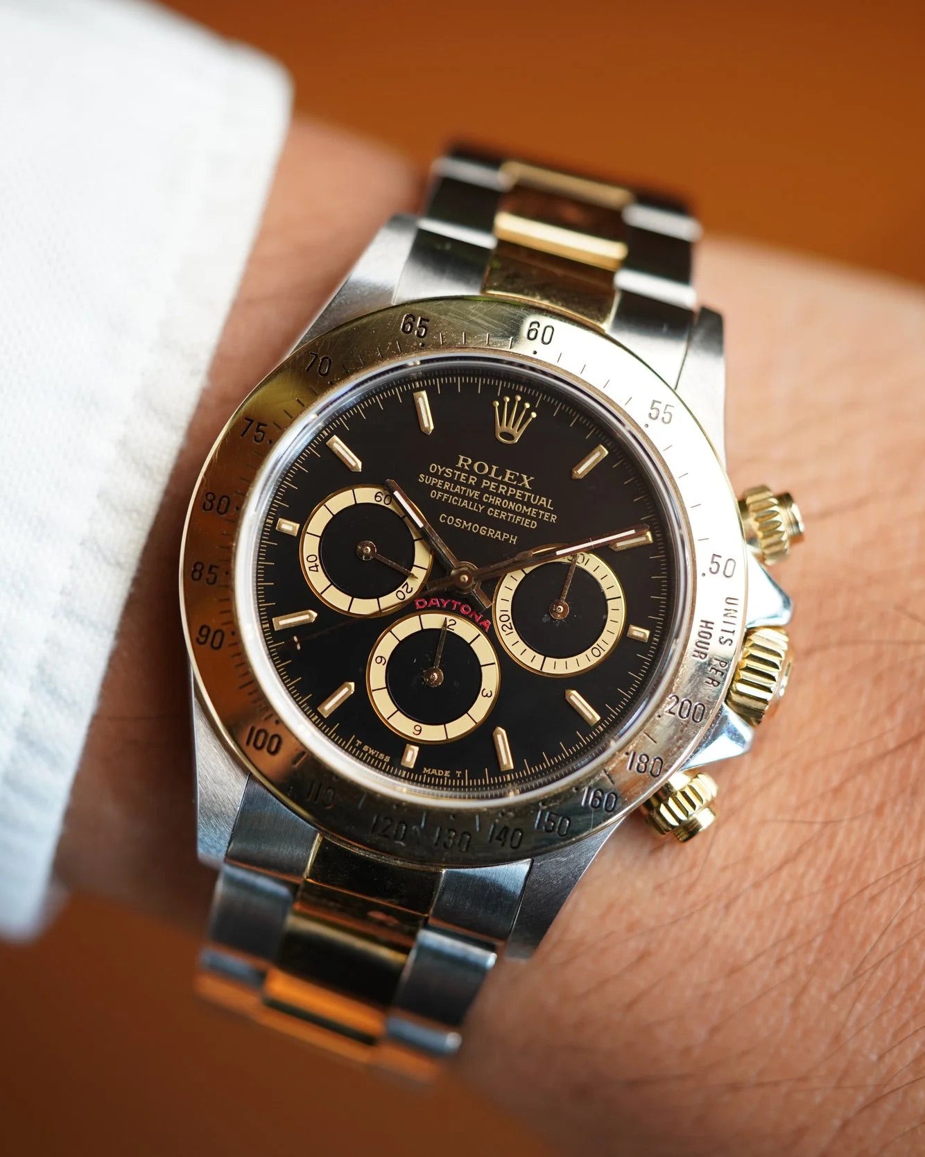 Rolex Floating Cosmograph Zenith Daytona Black Dial Two-Tone 16523