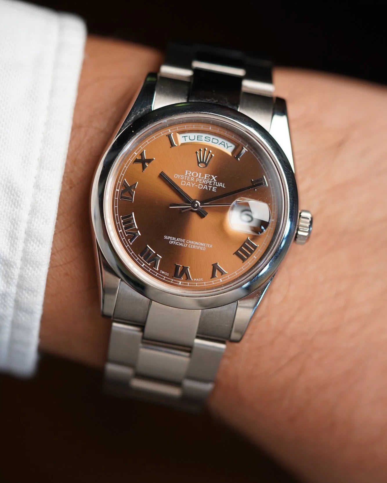 Rolex Day-Date Roman Dial Ref. 118209 in 18K White Gold Unpolished