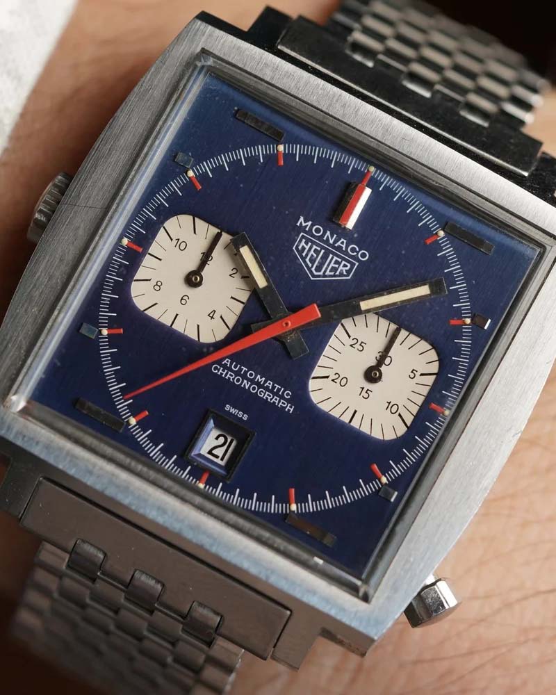 Heuer Monaco Transitional Ref. 1133 with Booklet and Bracelet Unpolished