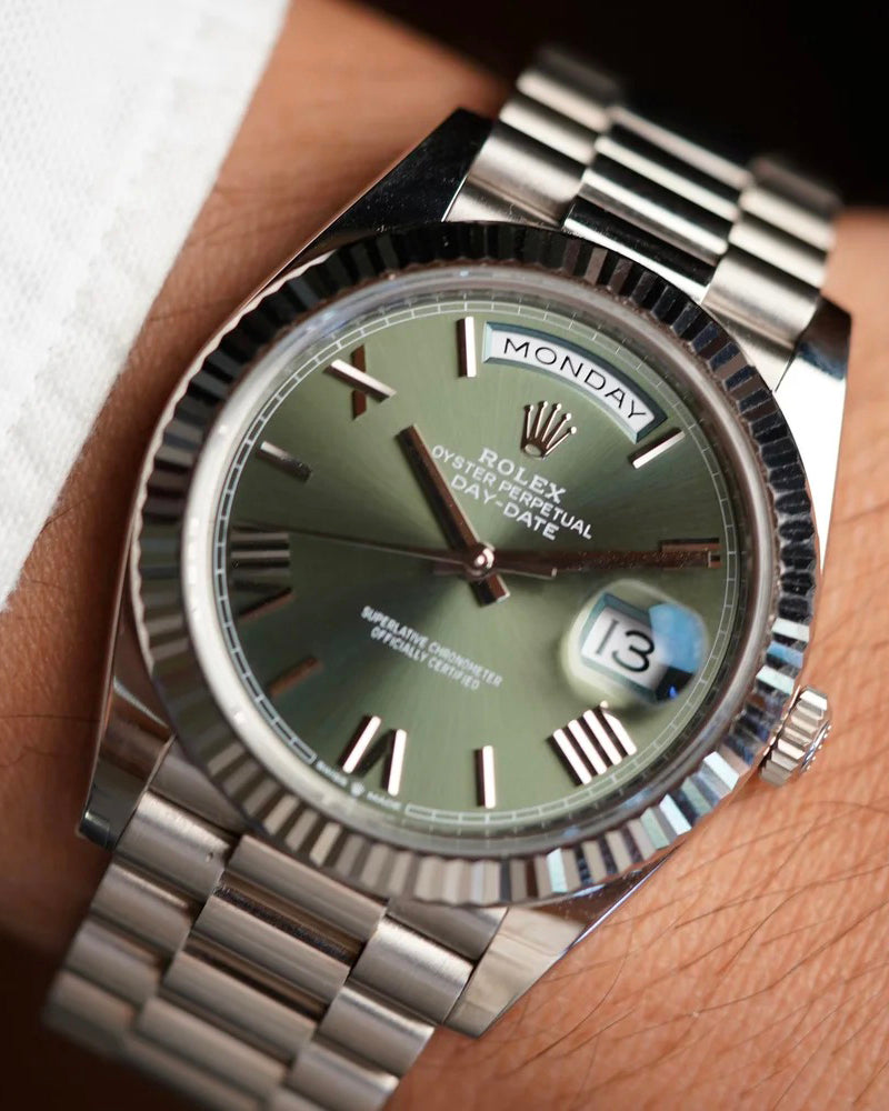 Rolex Day-Date Green Dial Ref. 228239 Full Set Unpolished New Condition