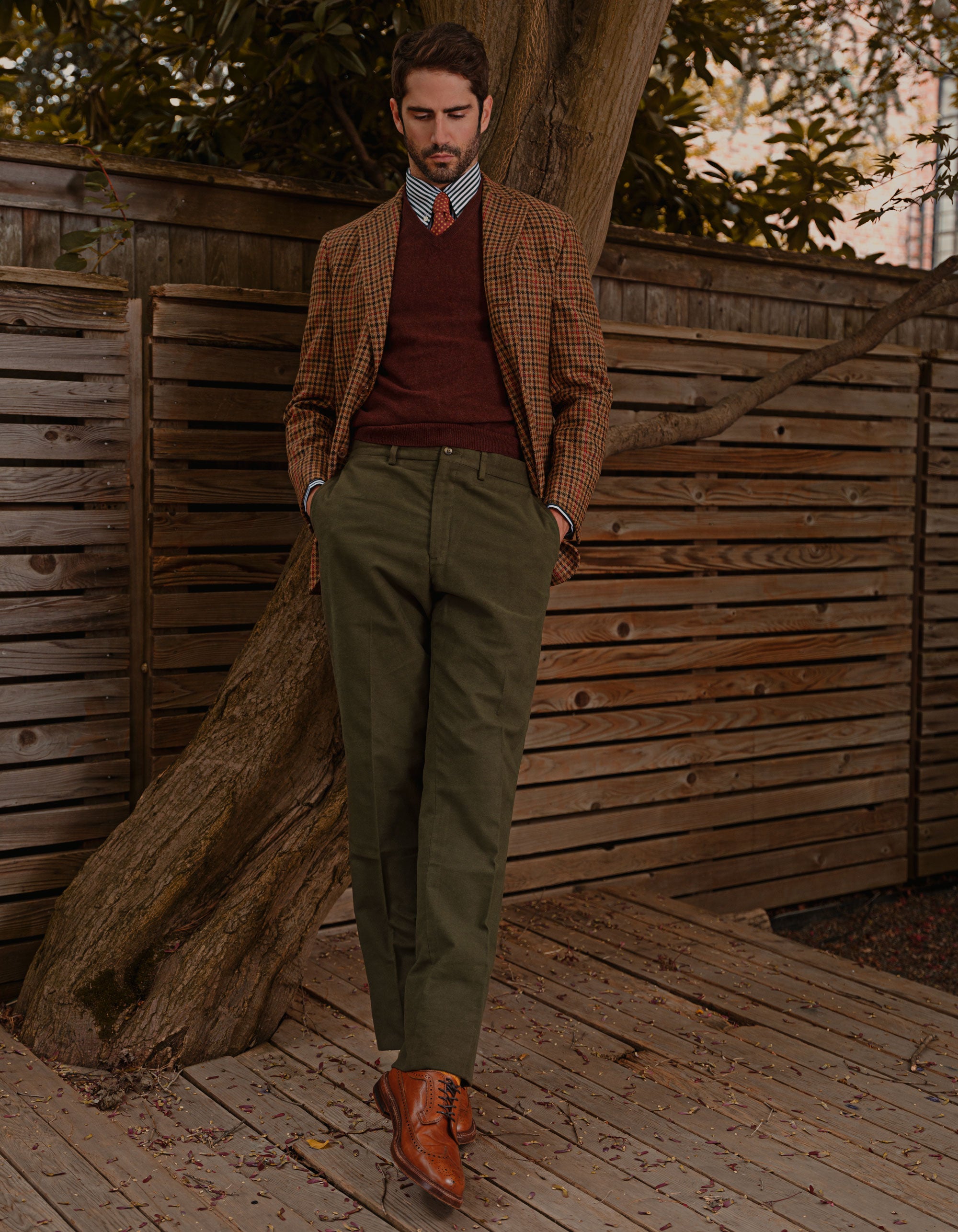 Brown/Olive Check w/Red Pane Sport Coat in Lovat Mill Tweed | J. PRESS