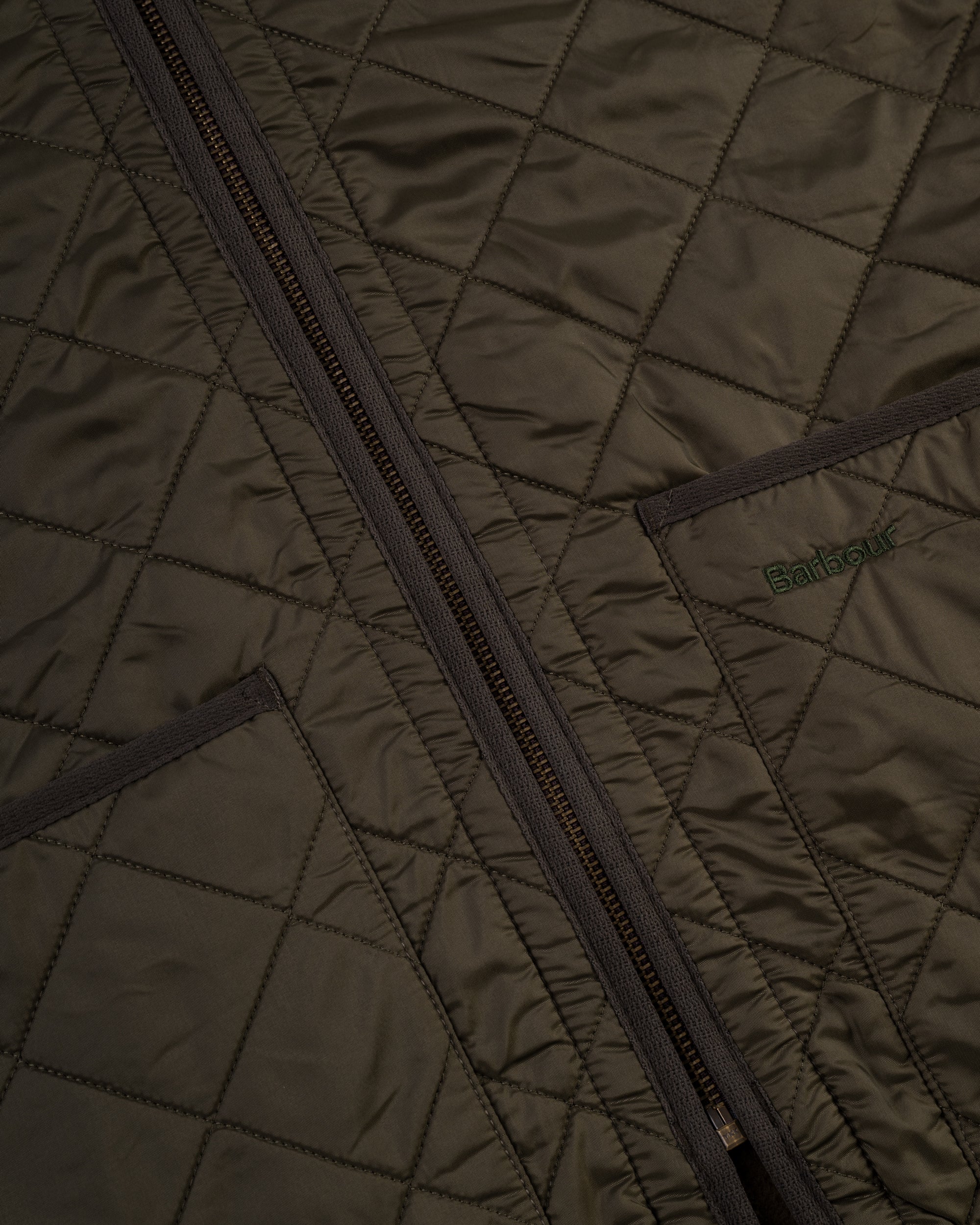 Barbour Olive Polarquilt Zip-In Waistcoat Liner