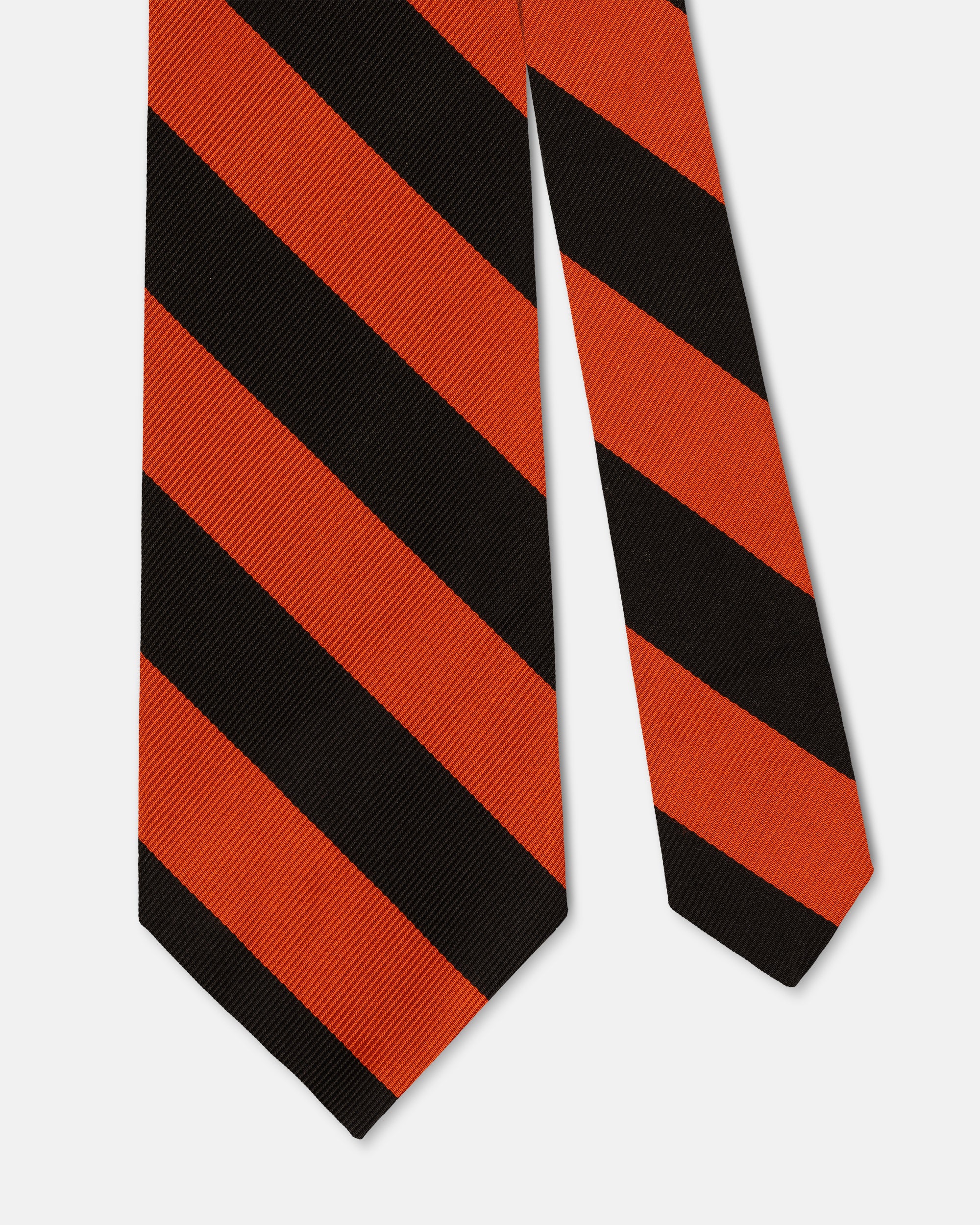 Made-in-USA Black & Orange Guard Stripe Silk Repp Tie