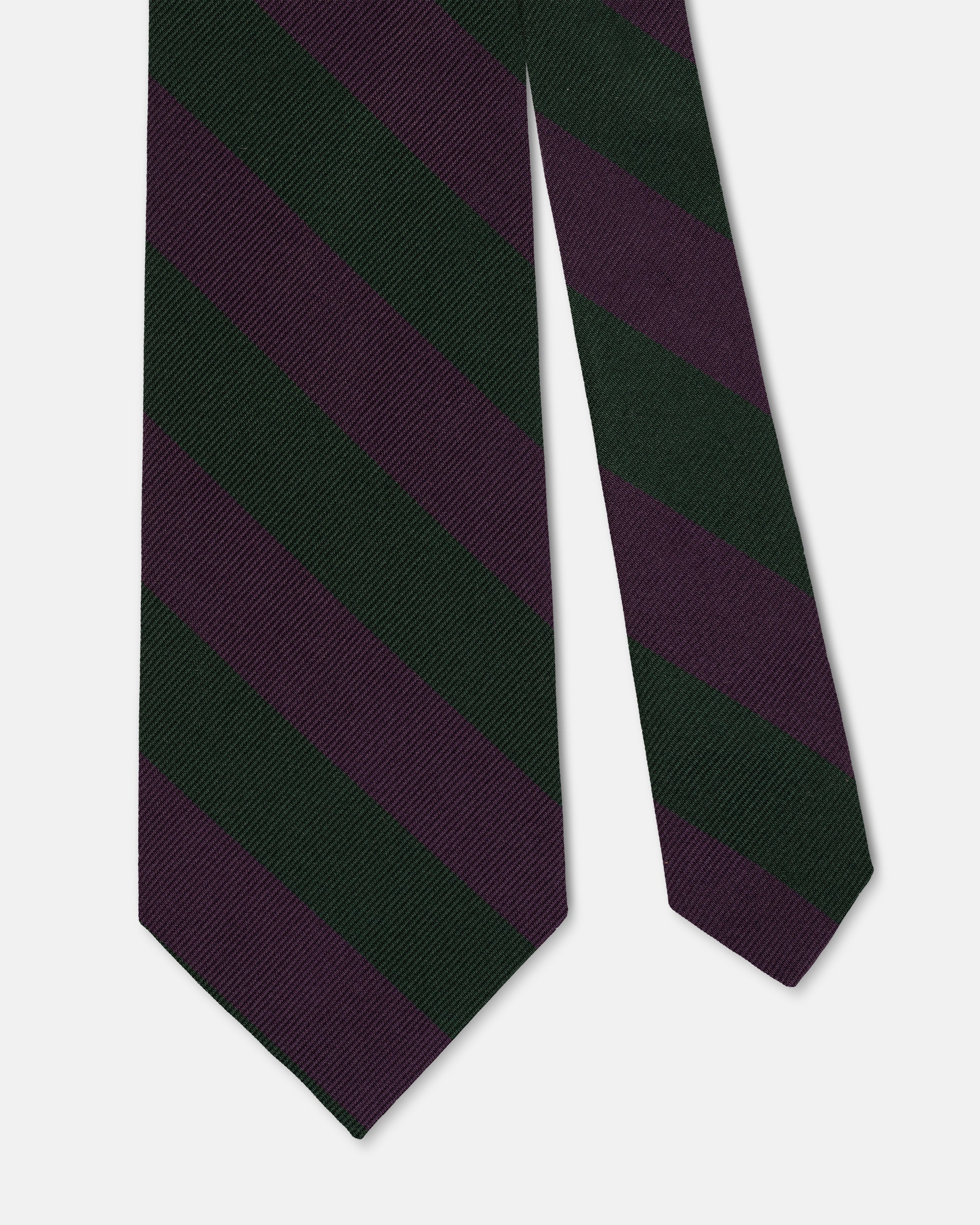 Made-in-USA Dark Green & Purple Guard Stripe Silk Repp Tie