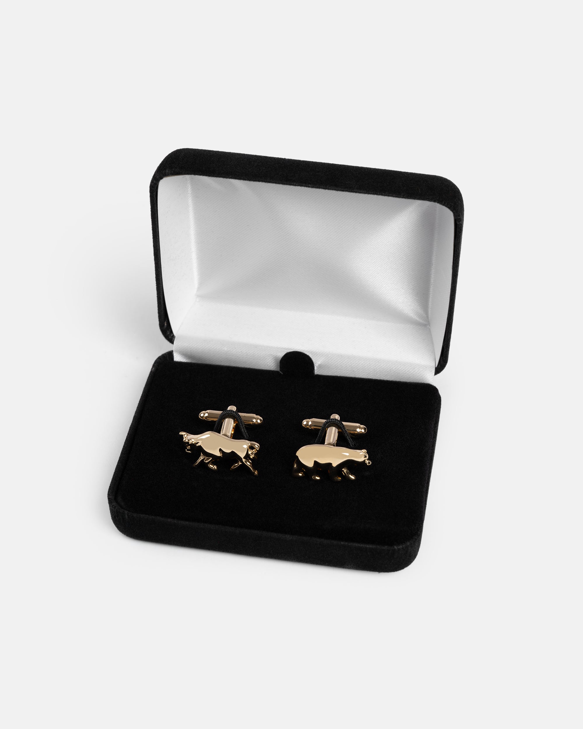 Made-in-USA Bull and Bear Gold Finish Cufflinks