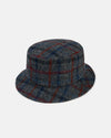 Made-in-Italy Grey Windowpane Harris Tweed Bucket Hat