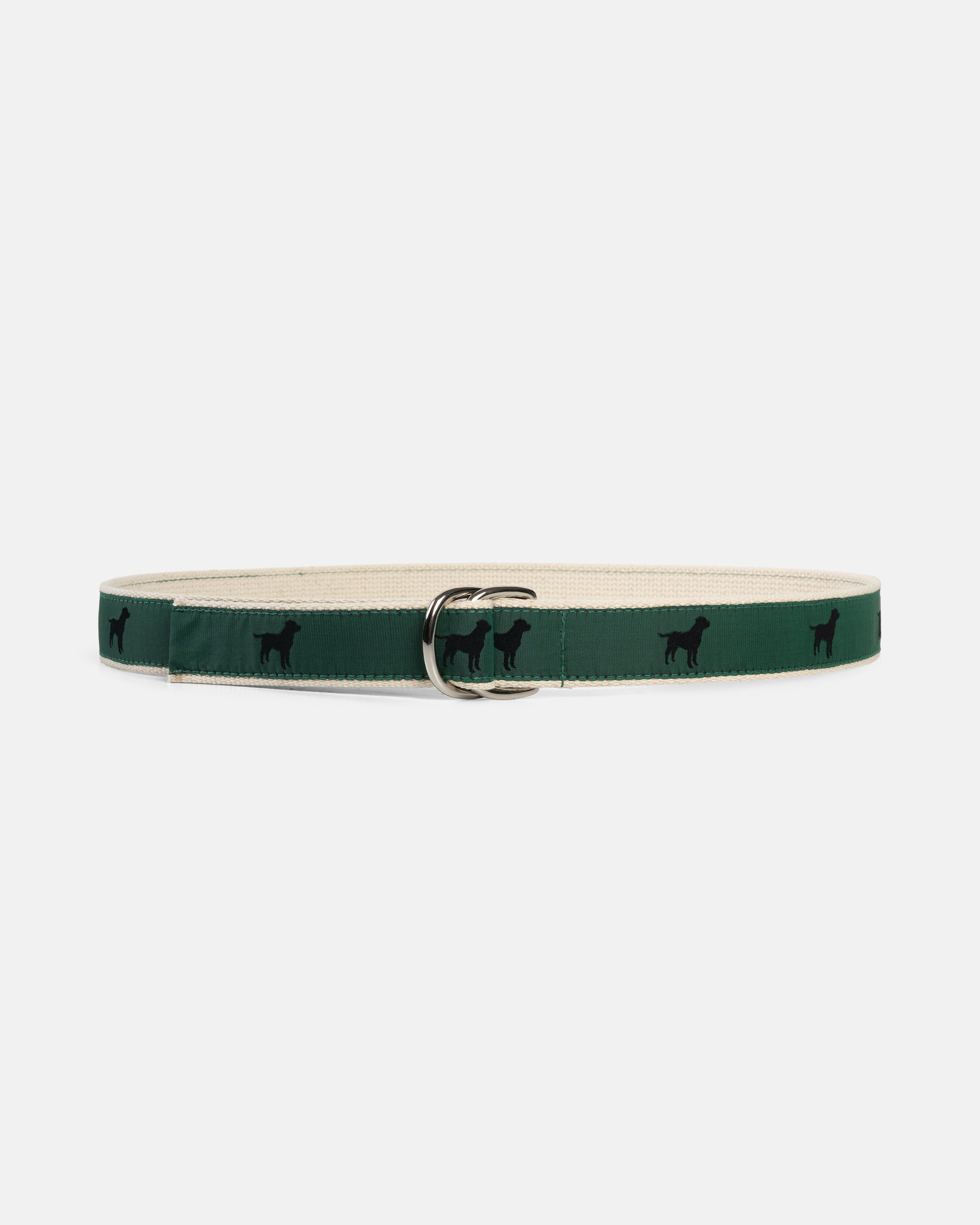 Made-in-USA Black Dogs Motif D Ring Belt