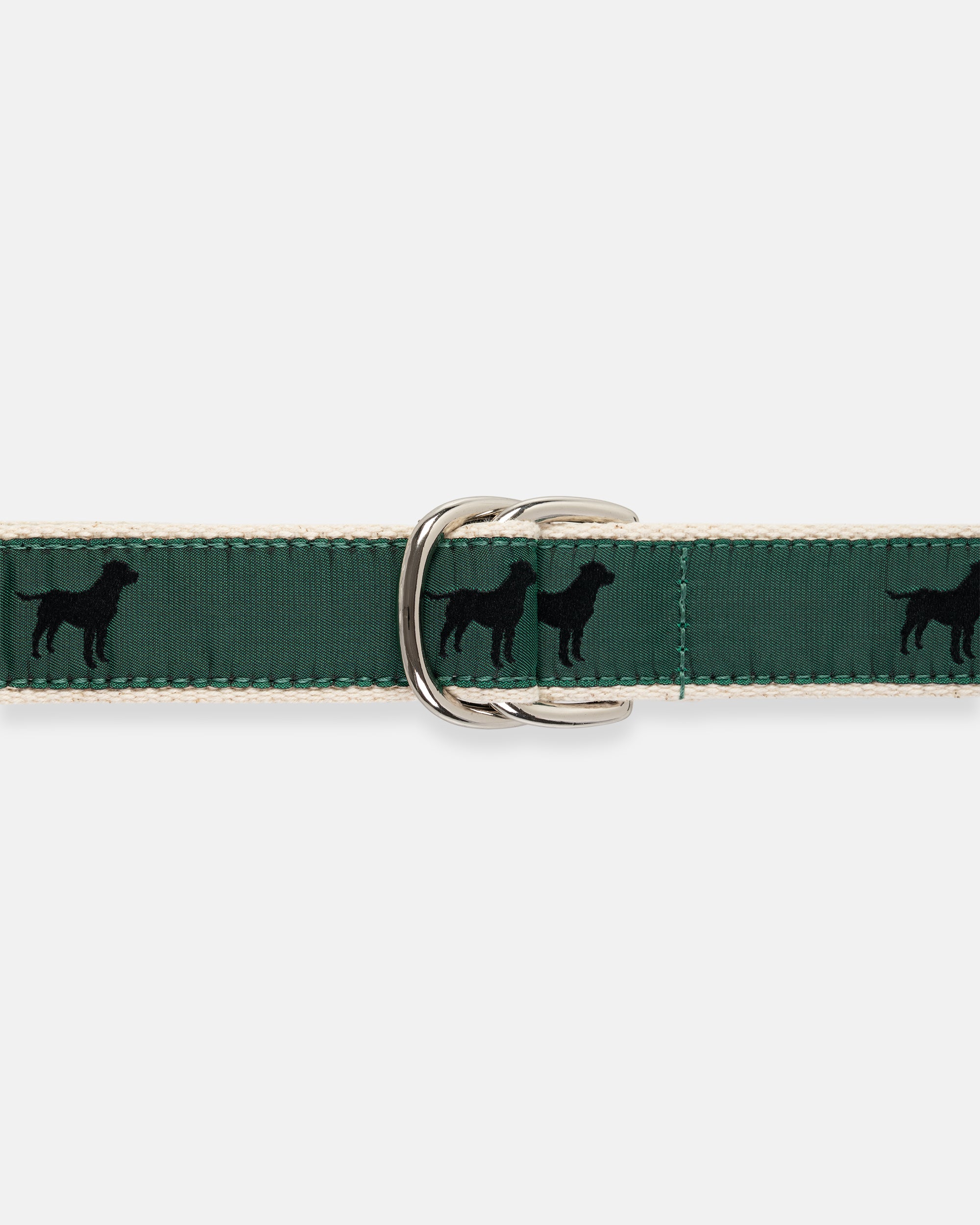 Made-in-USA Black Dogs Motif D Ring Belt