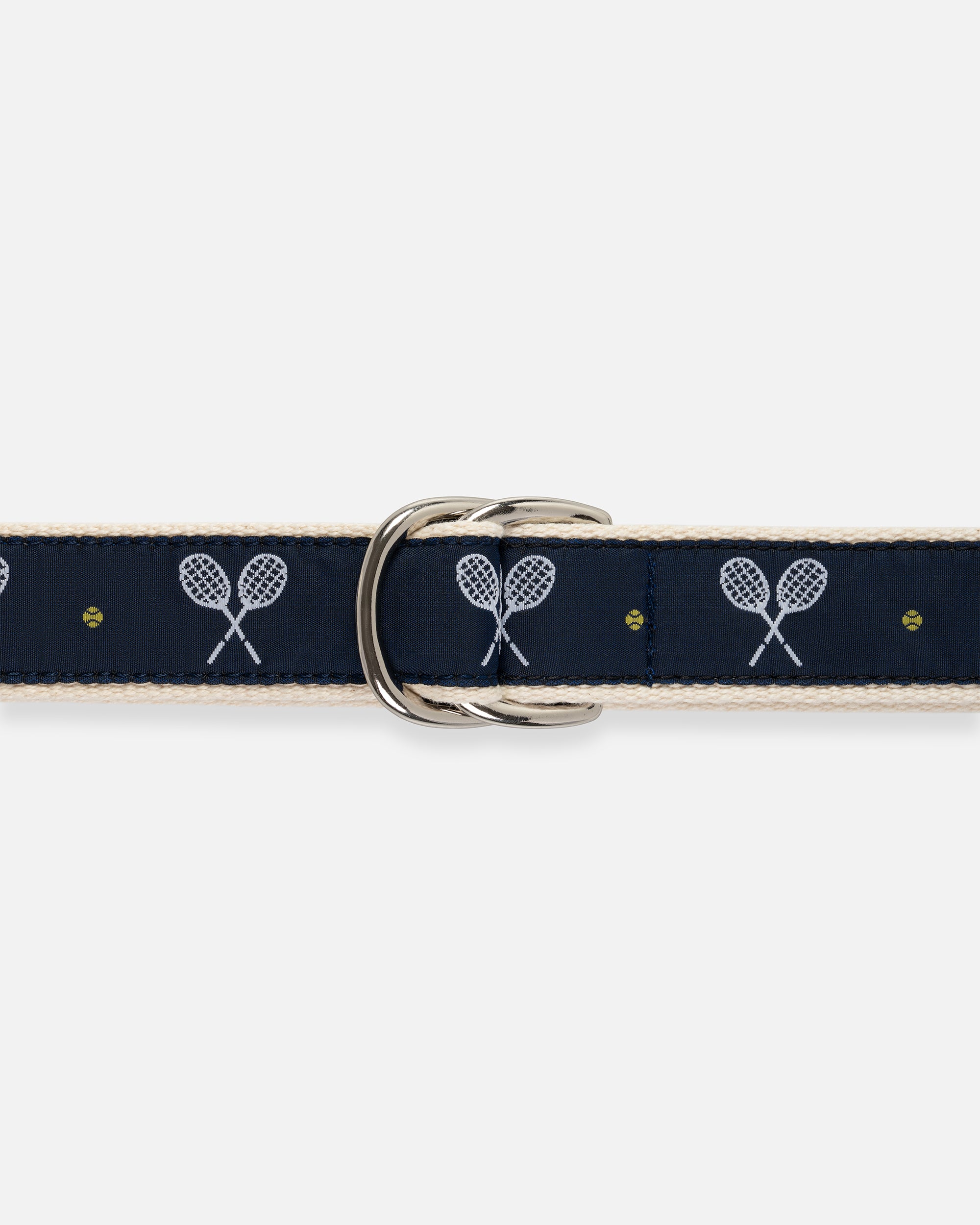 Made-in-USA Tennis Rackets Motif D Ring Belt