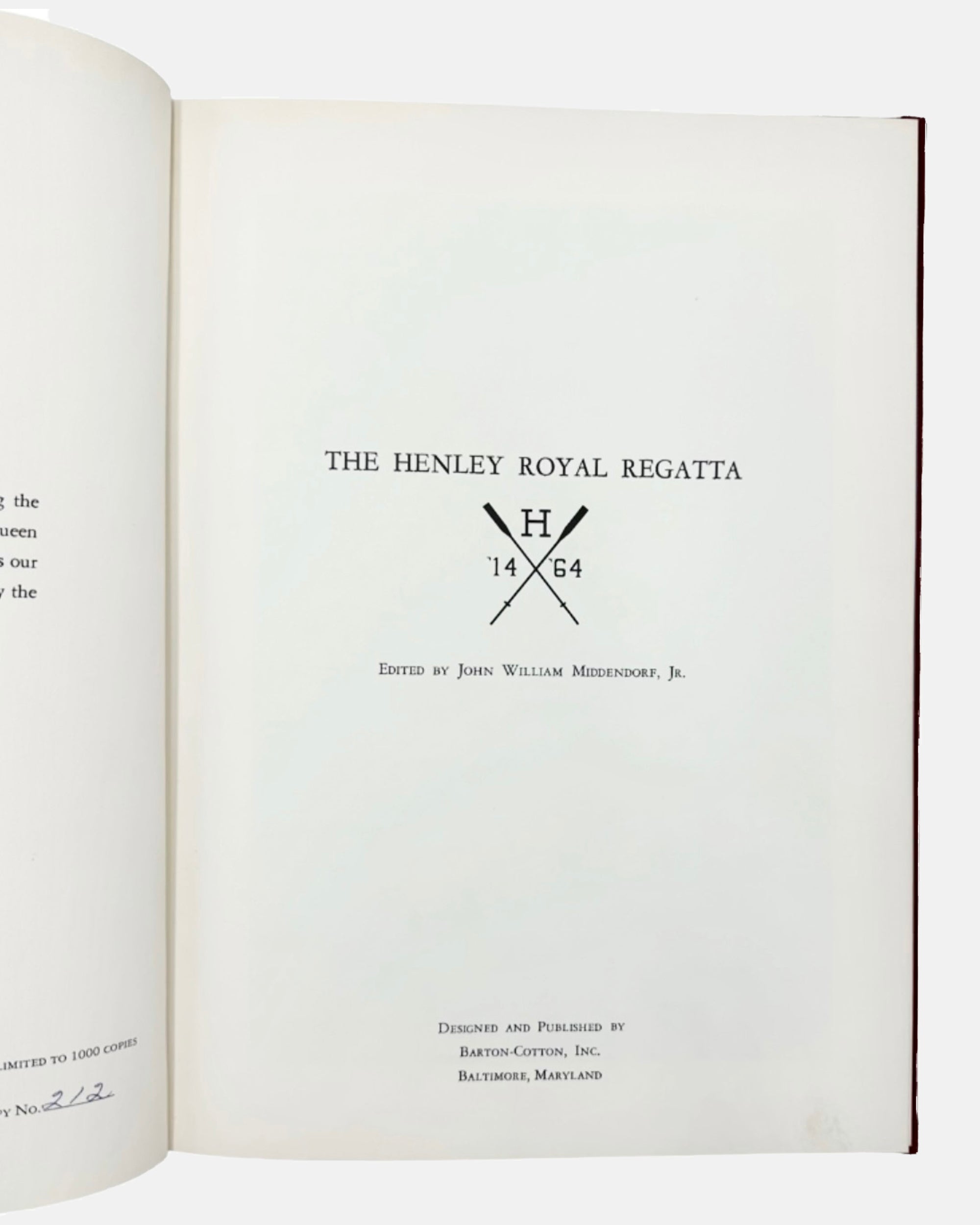 The Henley Royal Regatta by John William Middendorf Jr. 1964 Book