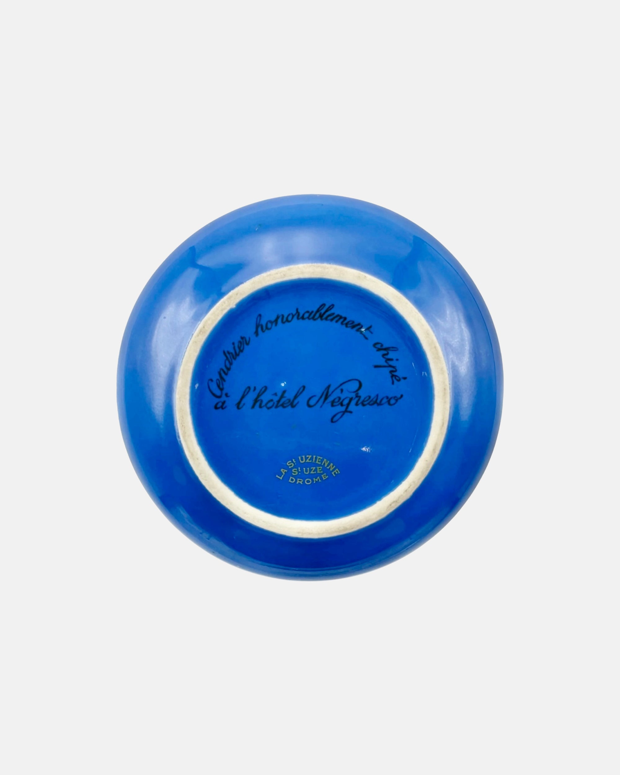 Vintage Hotel Negresco Nice France Blue Ceramic Ashtray