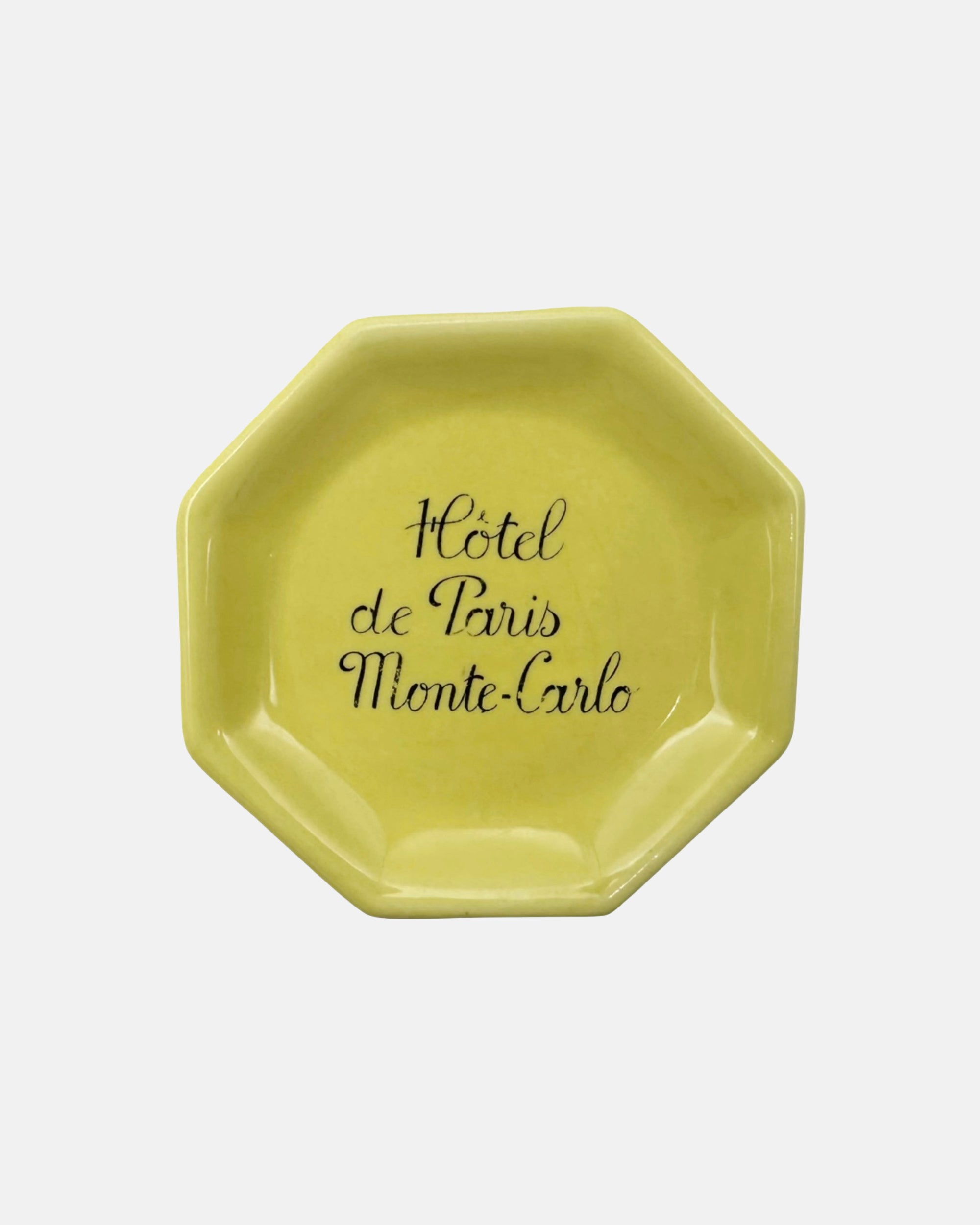 Vintage Hotel de Paris Monte Carlo Yellow Ceramic Ashtray