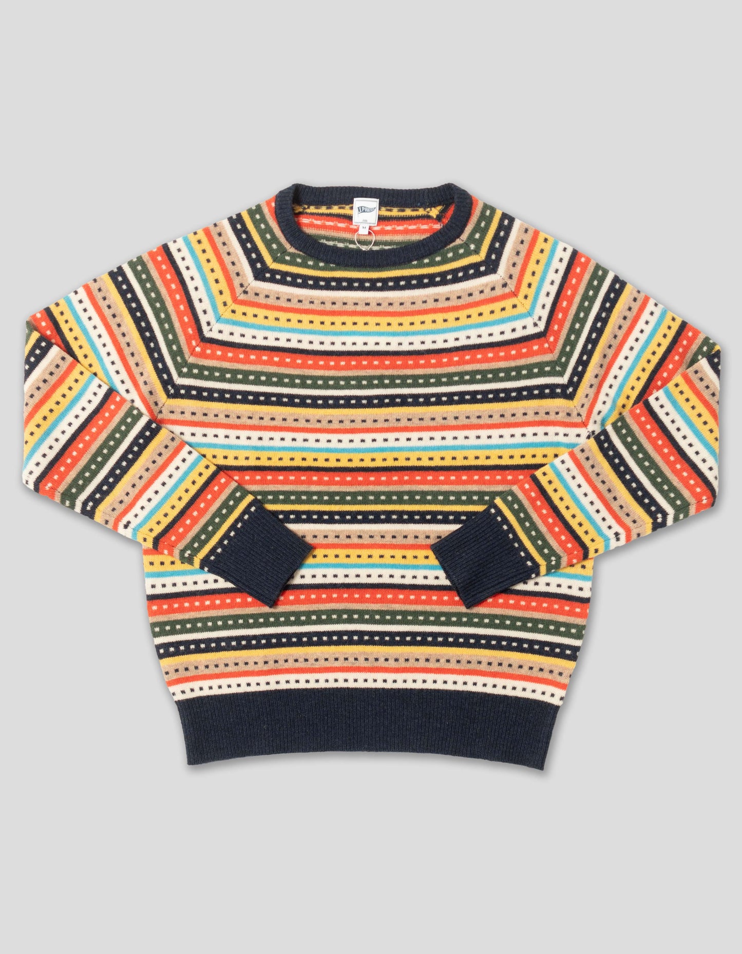 MULTI STRIPE CREW NECK SWEATER