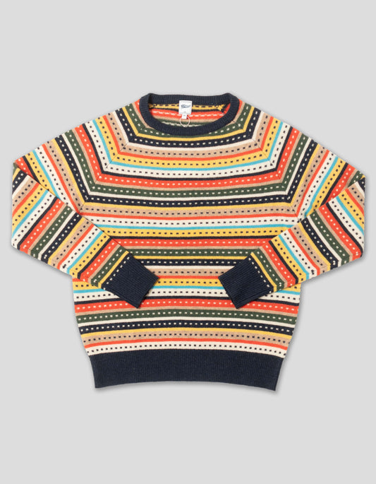 MULTI STRIPE CREW NECK SWEATER