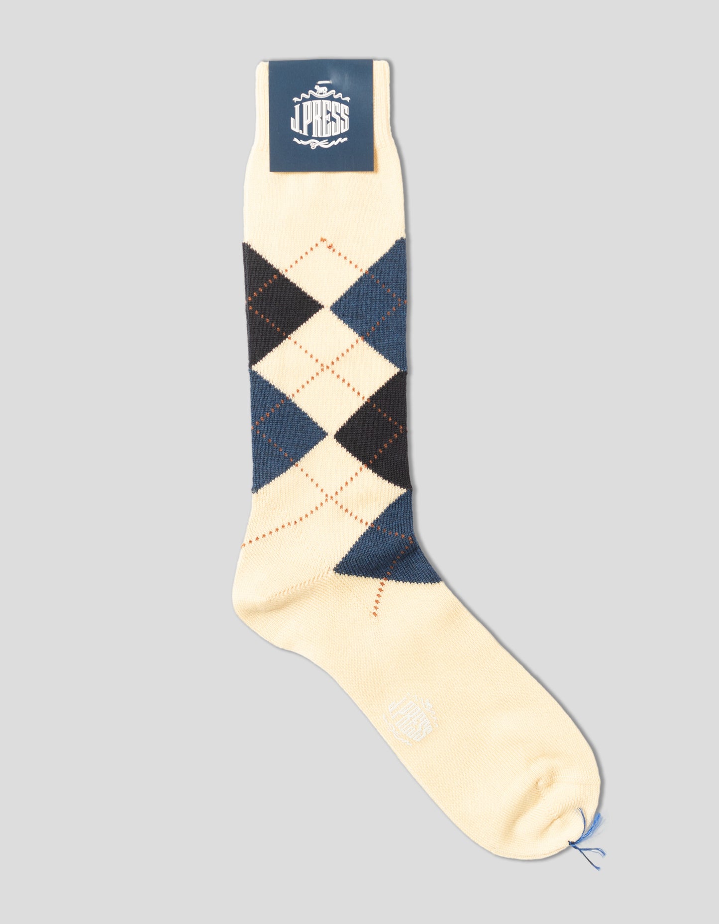 ARGYLE WOOL SOCKS - CREAM/NAVY