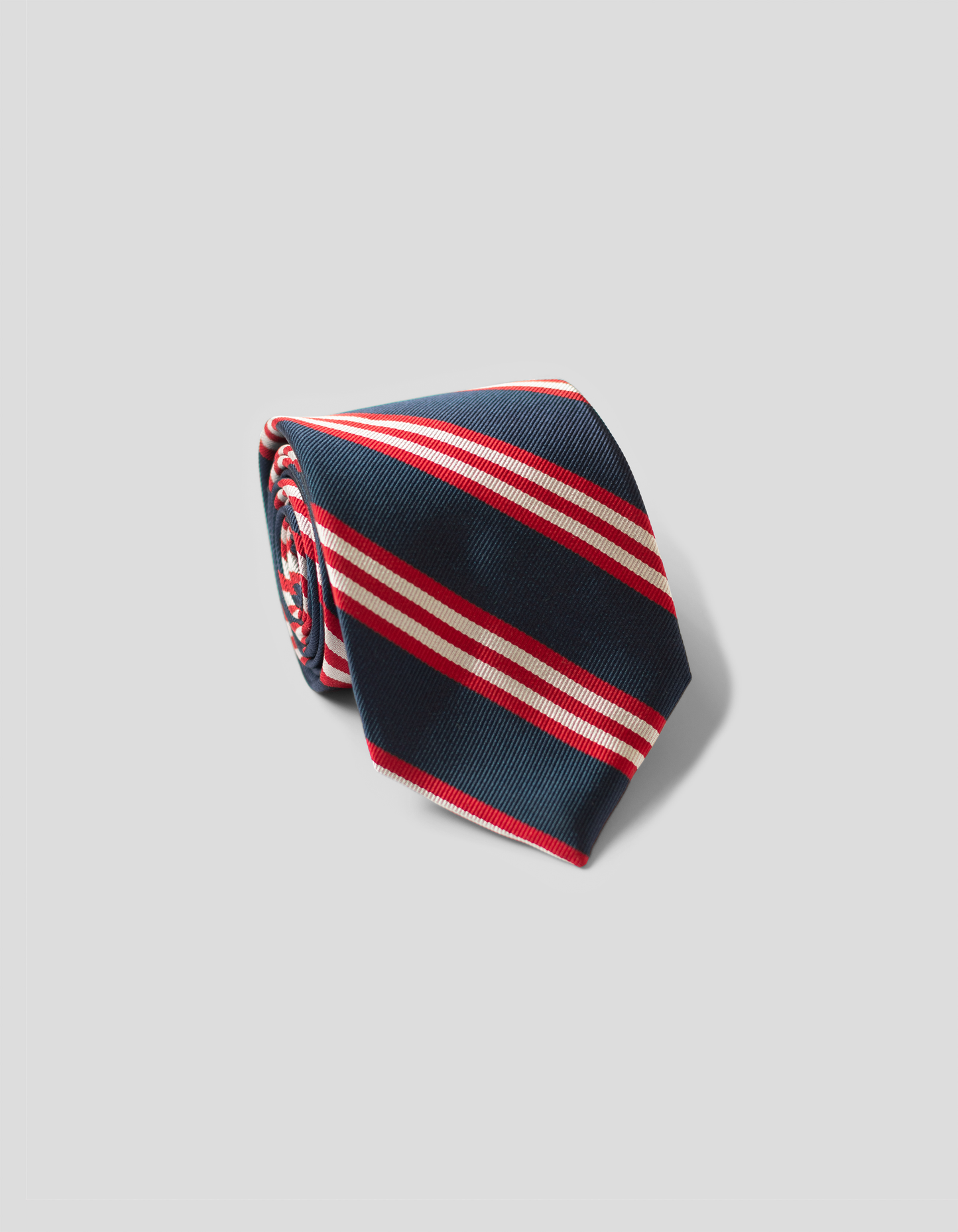 CLASSIC SILK REPP STRIPE STRIPE TIE - NAVY/RED/SILVER