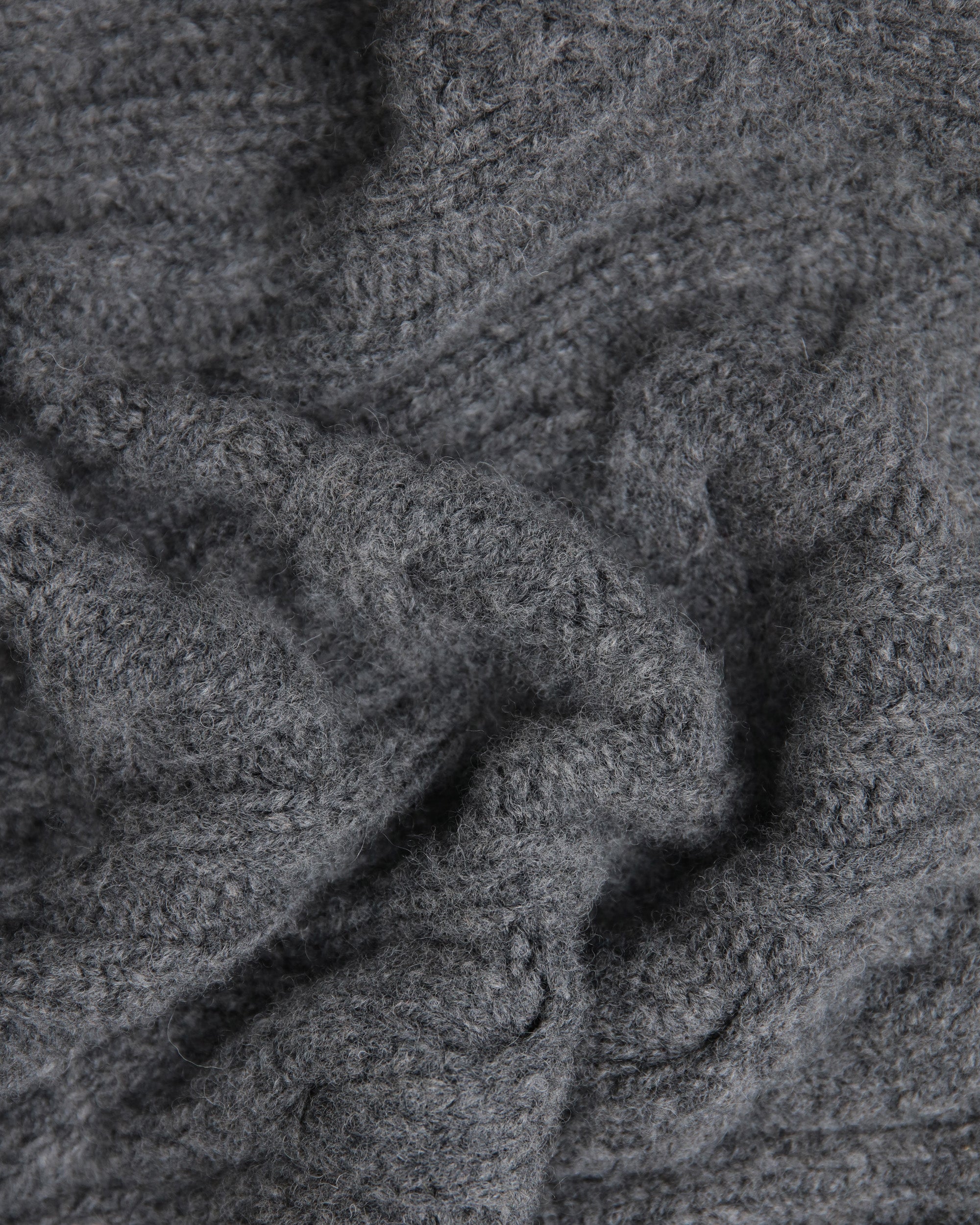 Made-in-Scotland Grey Shawl Collar Cable Knit Cardigan