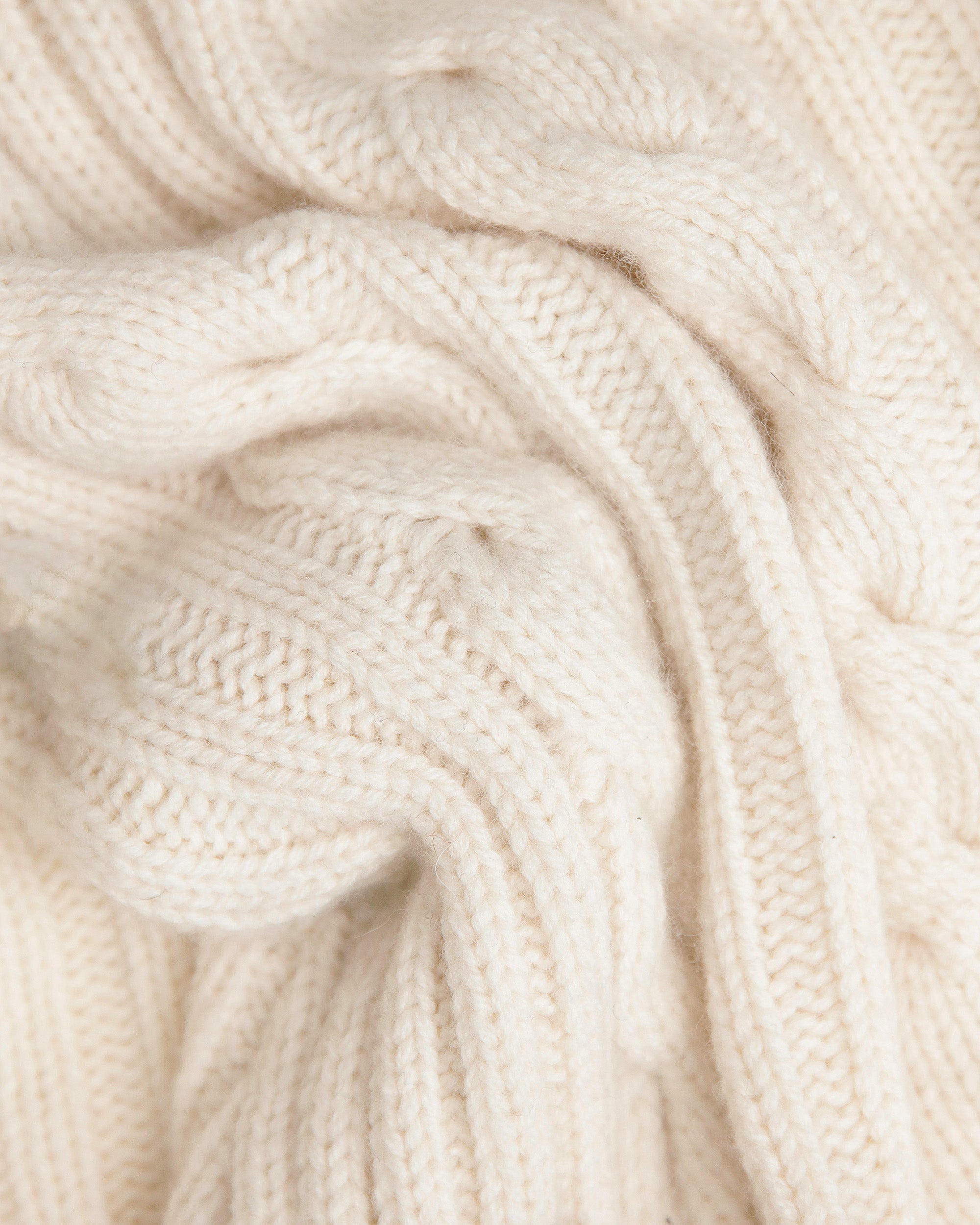 Made-in-Scotland Natural Shawl Collar Cable Knit Cardigan