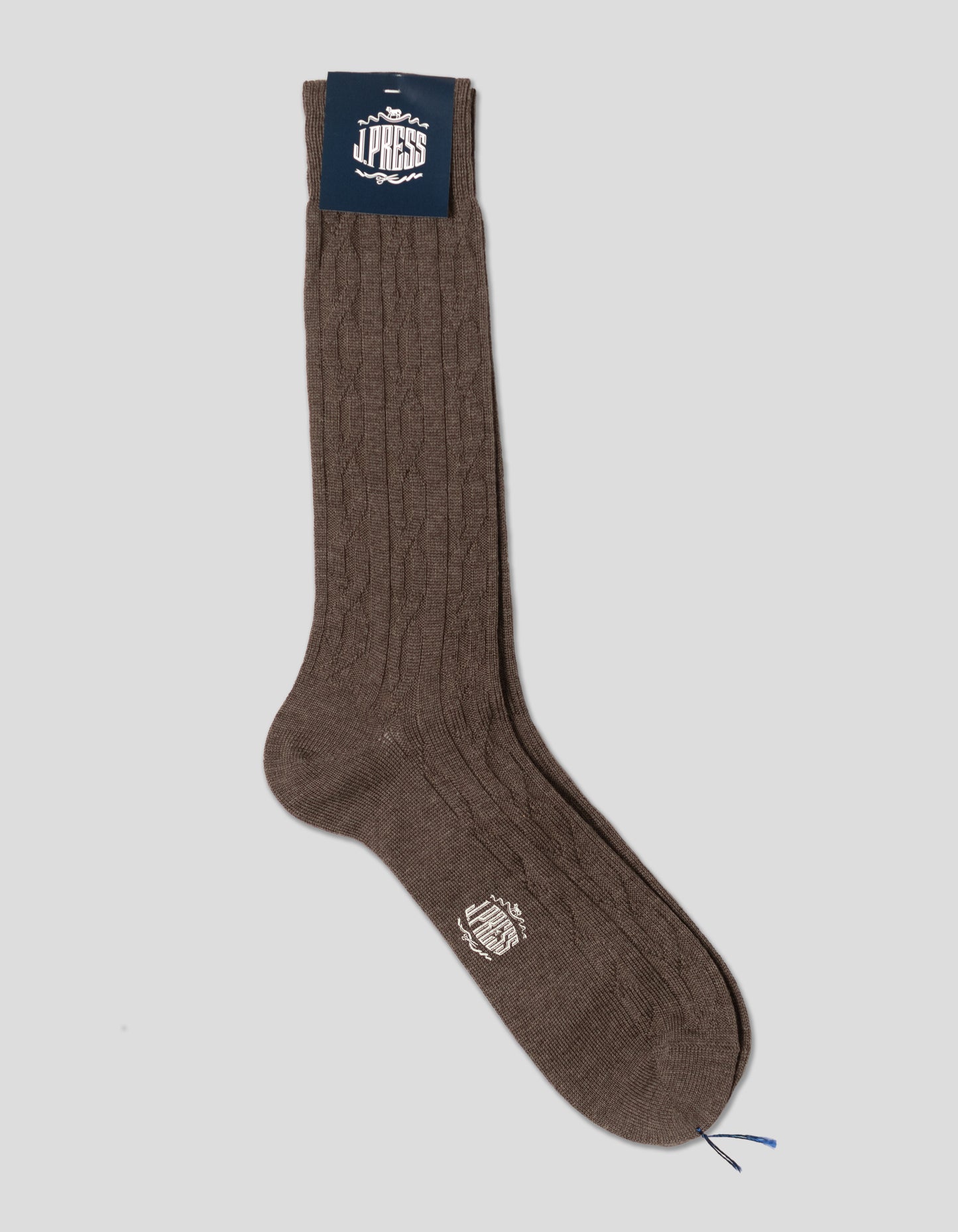 WOOL CABLE  SOCKS - LIGHT BROWN