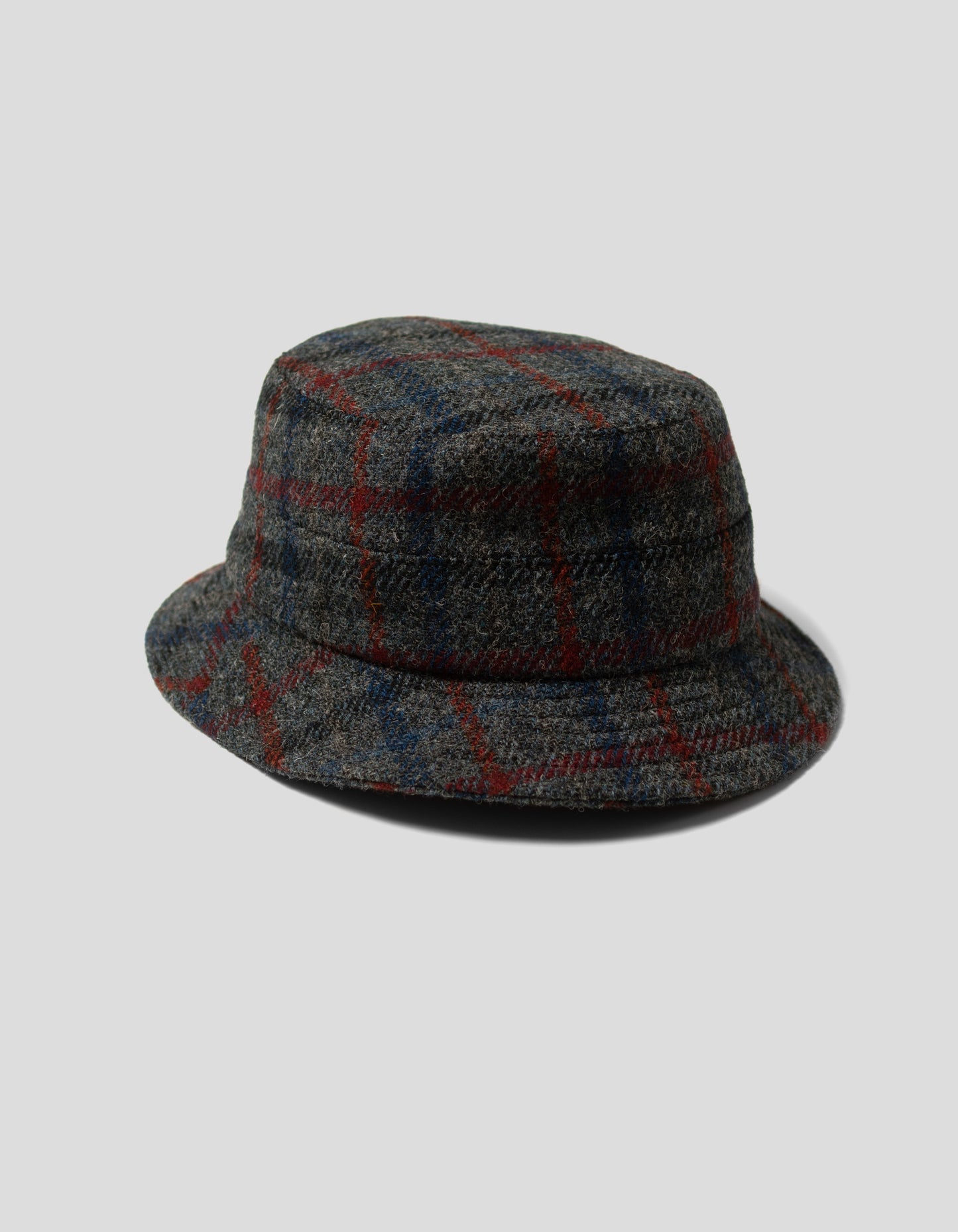 HARRIS TWEED BUCKET HAT - GREY MULTI PANE