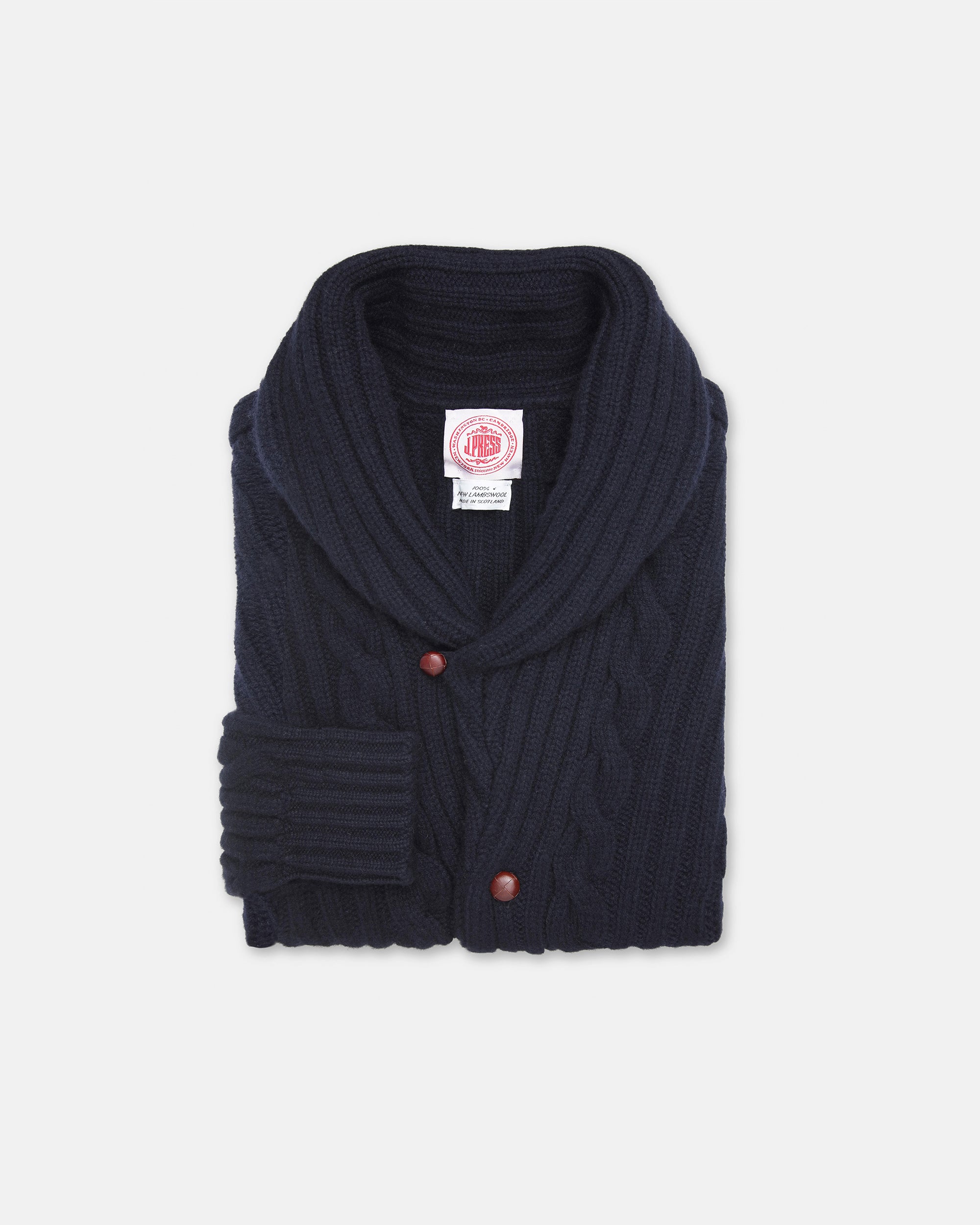 Navy Lambswool Cable Cardigan | Men's Sweaters - J. Press