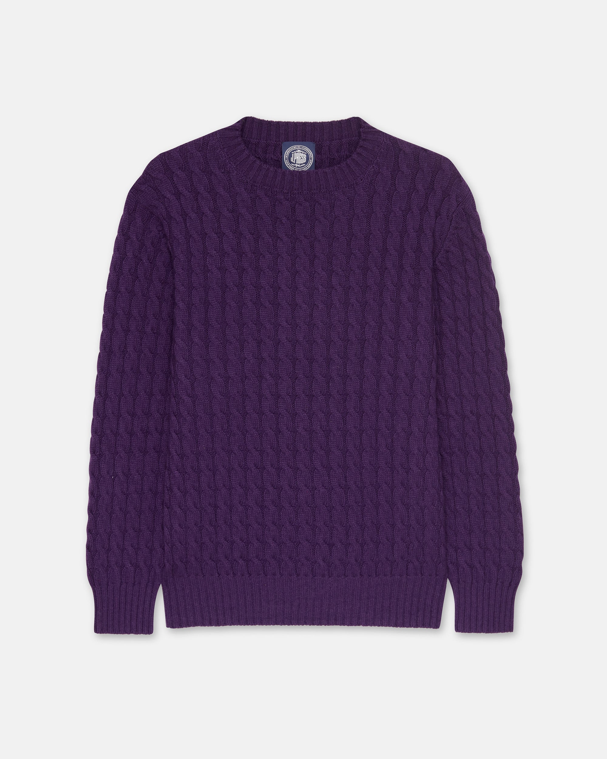 Made-in-Scotland Purple Cable Knit Cashmere Sweater