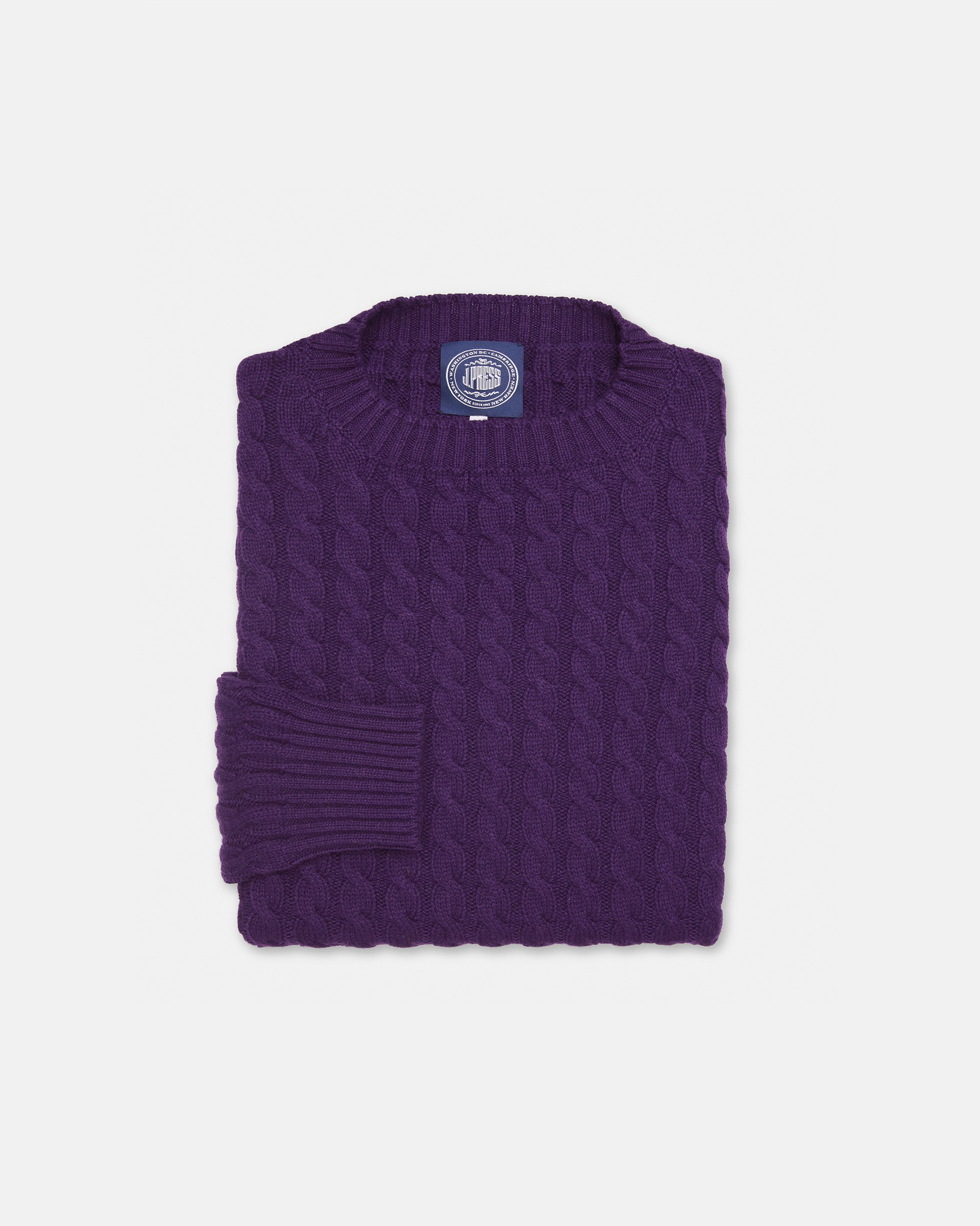 Made-in-Scotland Purple Cable Knit Cashmere Sweater