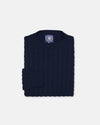 Made-in-Scotland Navy Cable Knit Cashmere Sweater