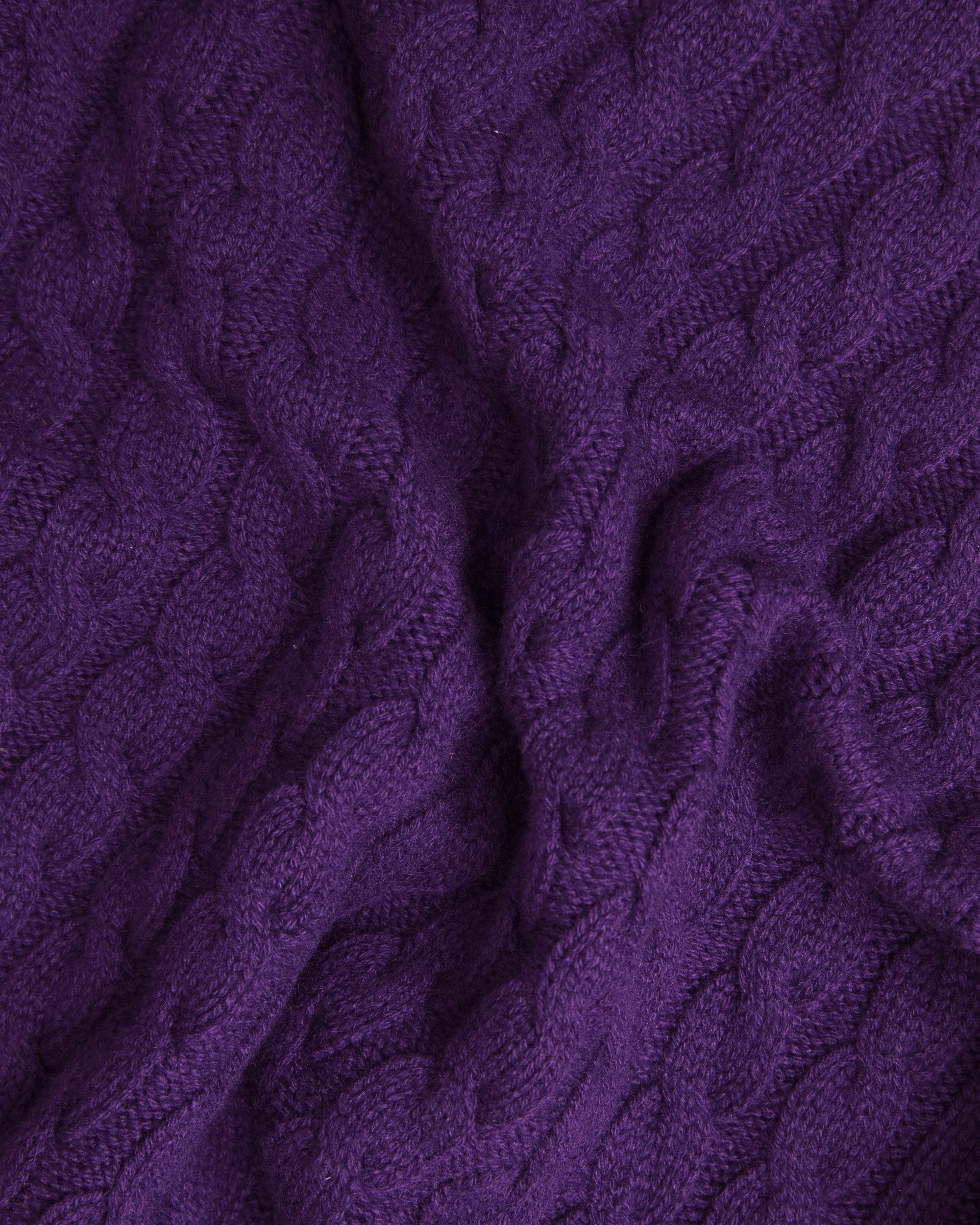 Made-in-Scotland Purple Cable Knit Cashmere Sweater