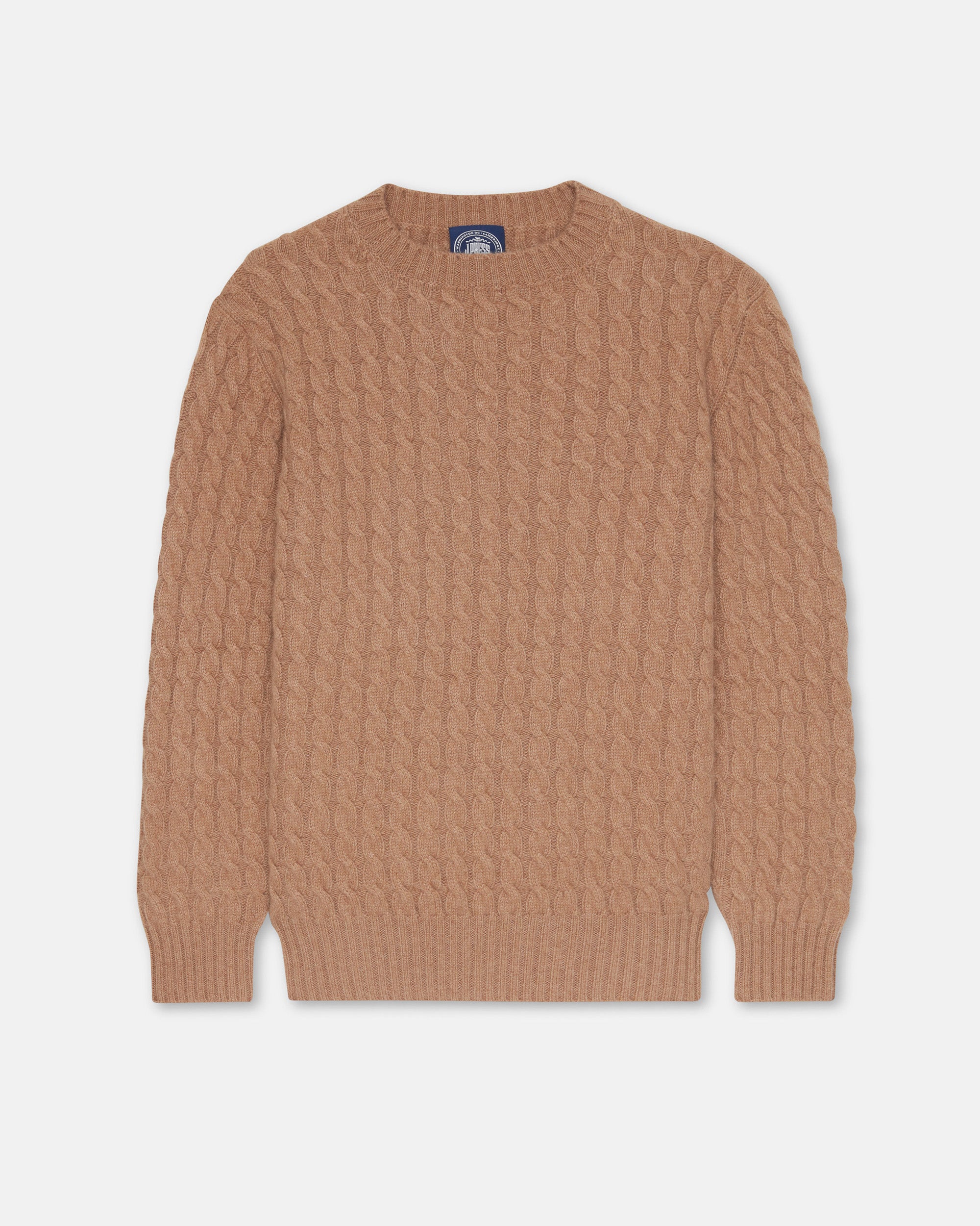 Made-in-Scotland Fawn Cable Knit Cashmere Sweater