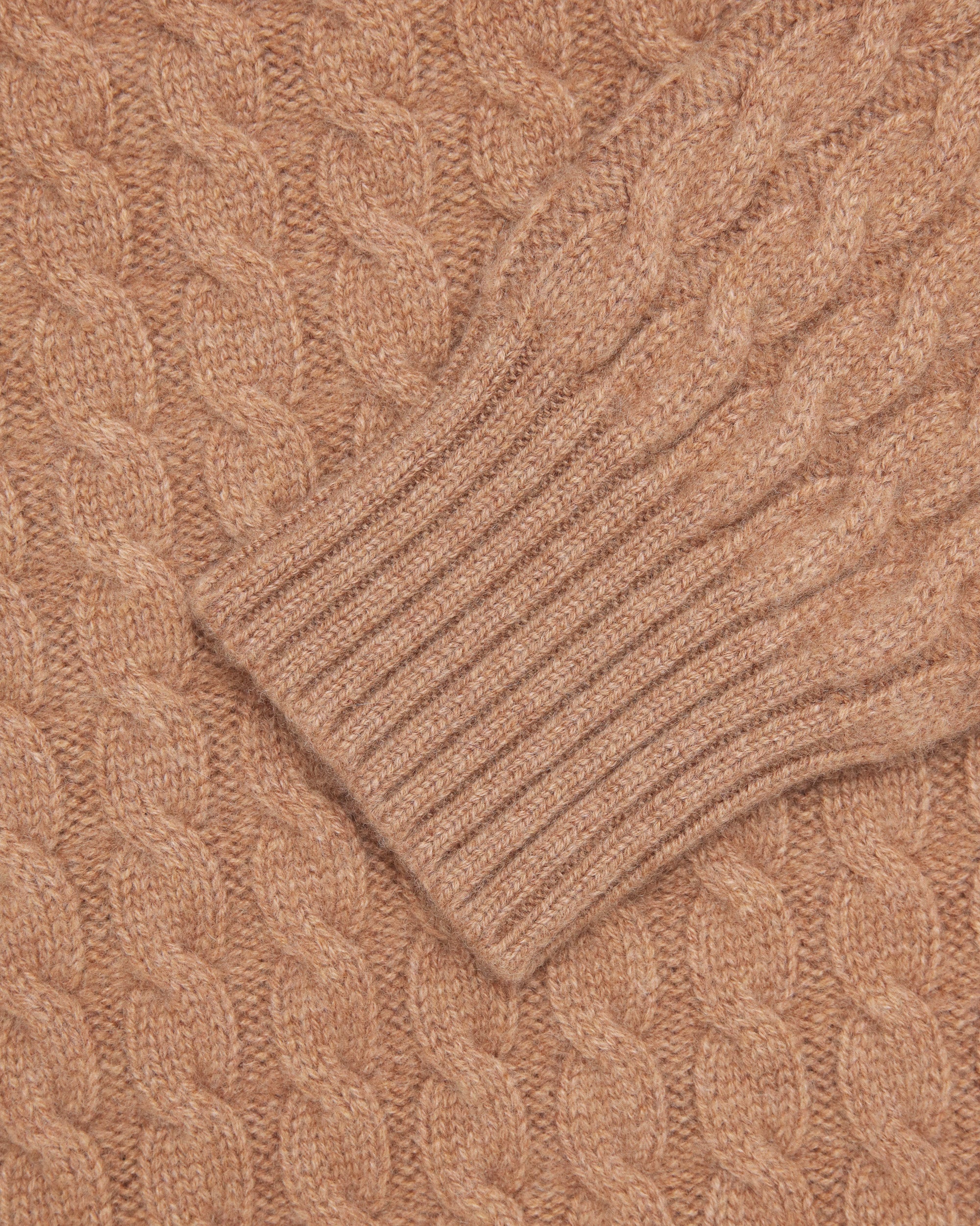 Made-in-Scotland Fawn Cable Knit Cashmere Sweater
