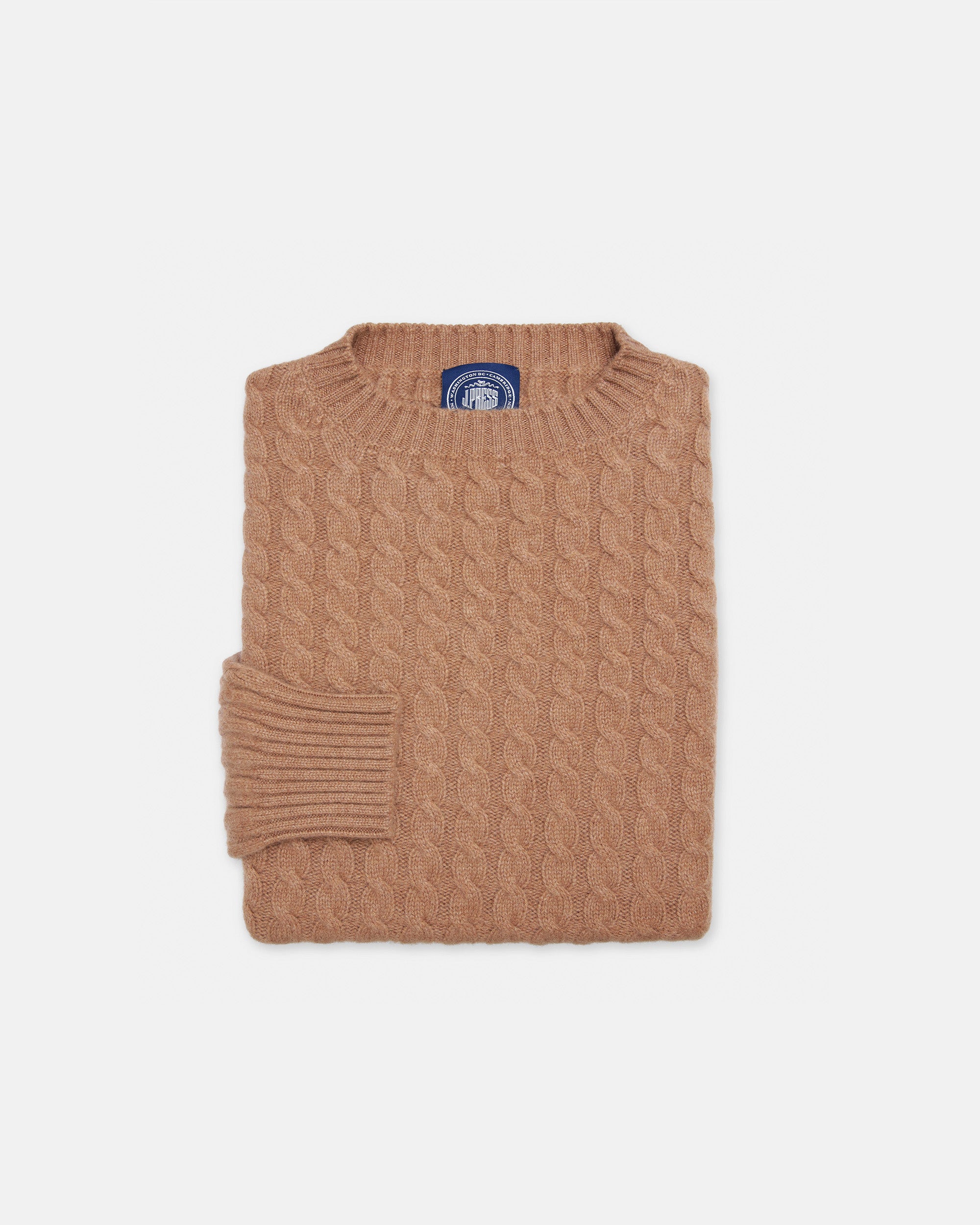 Made-in-Scotland Fawn Cable Knit Cashmere Sweater