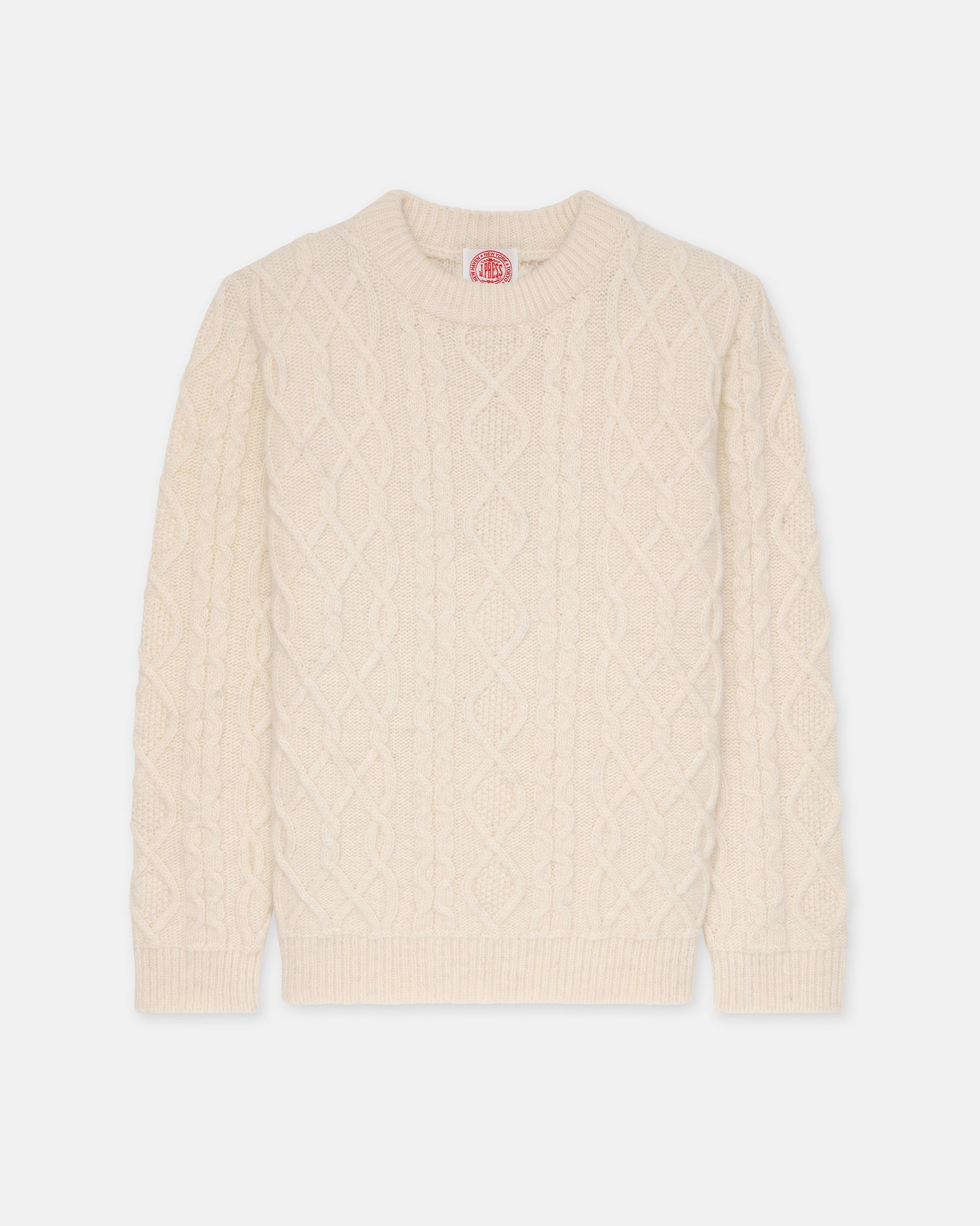 Made-in-Norway Cream Aran Knit Sweater - Classic Fit