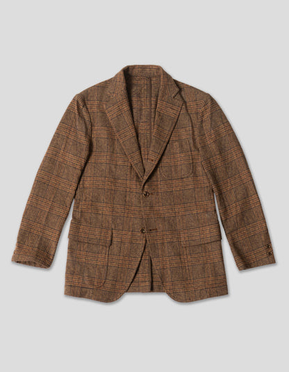 BROWN/OLIVE CHECK WITH PANE SUMMER TWEED SPORT COAT