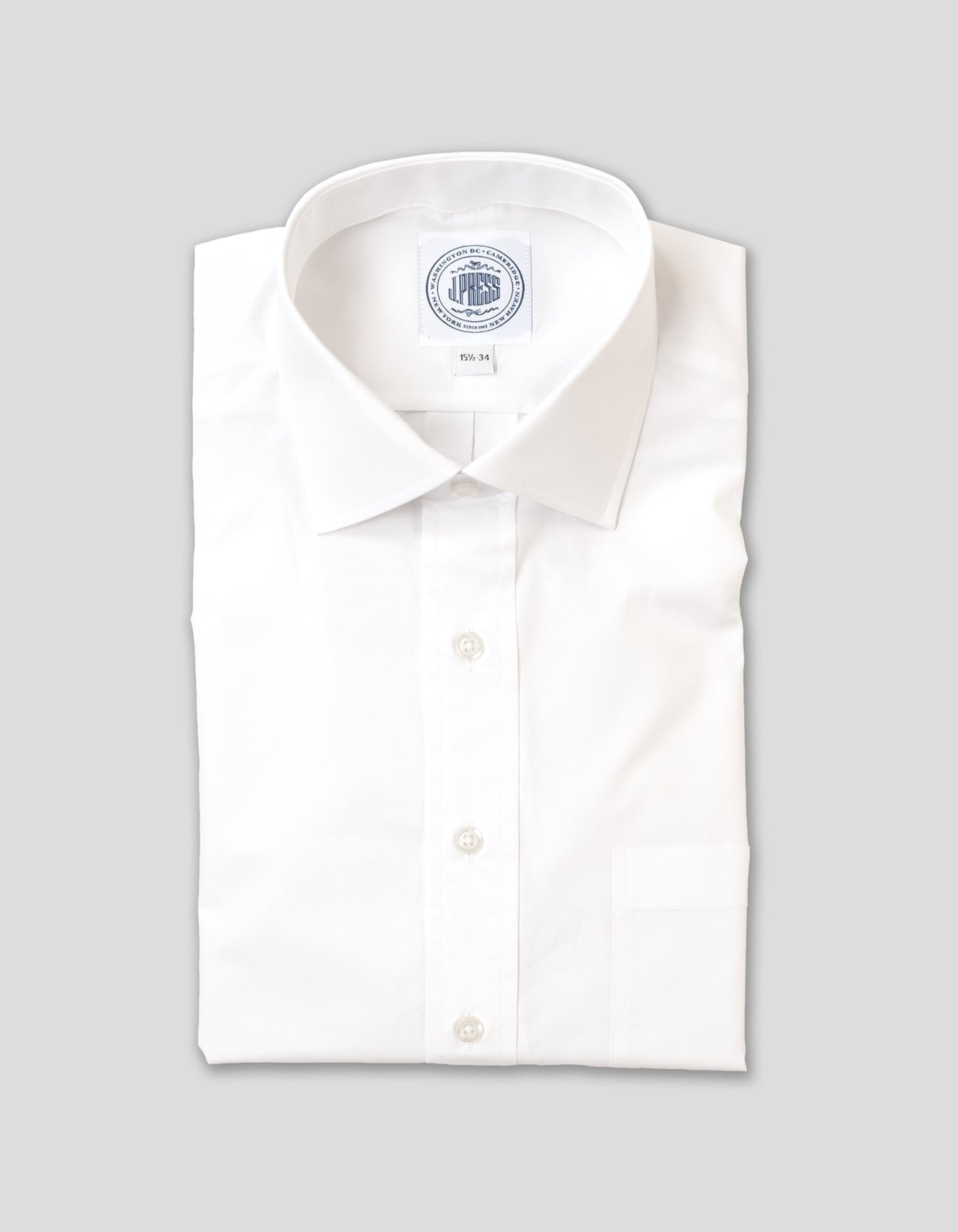 WHITE BROADCLOTH SPREAD COLLAR DRESS SHIRT