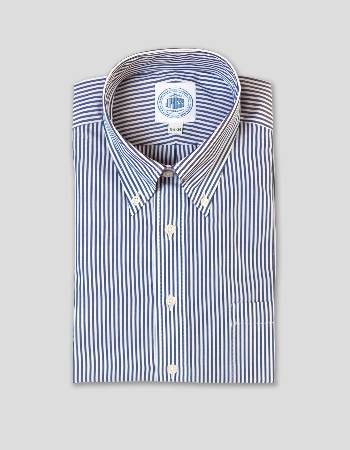 DARK BLUE BENGAL STRIPE BUTTON DOWN DRESS SHIRT