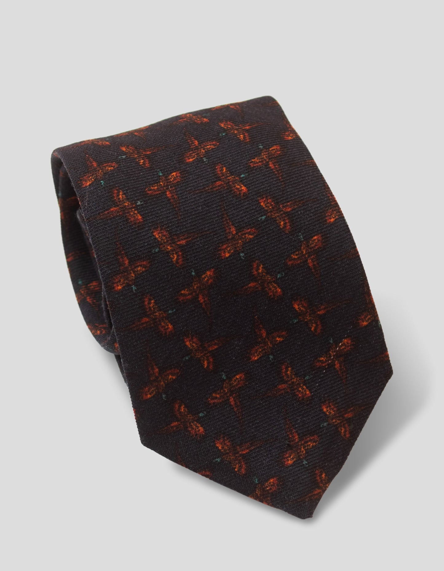 WOOL CHALLIS PHEASANT TIE - NAVY