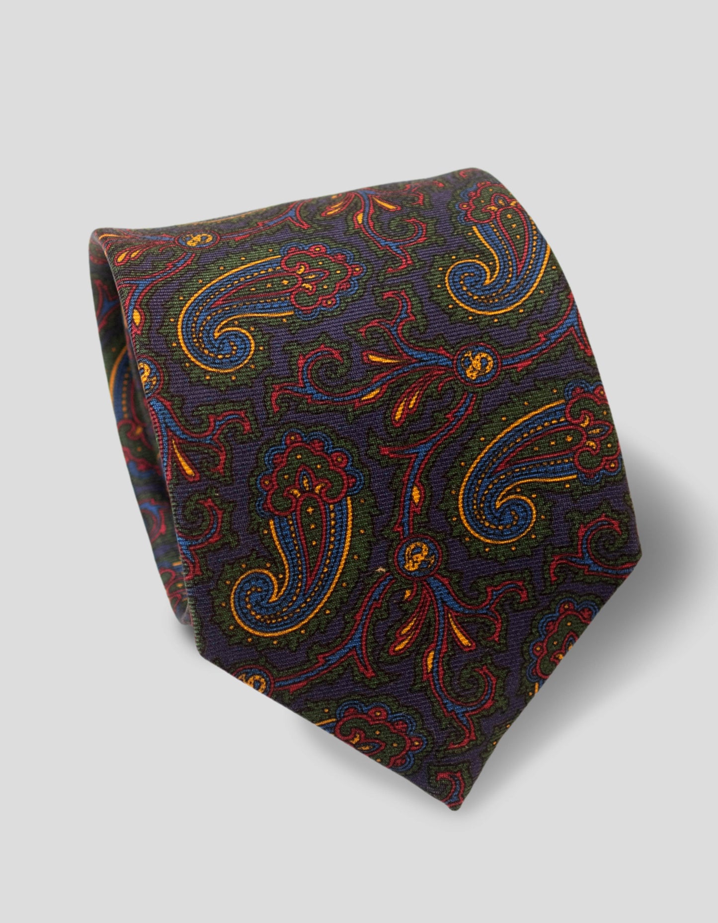 PRINTED MADDER FLORAL PAISLEY TIE - NAVY