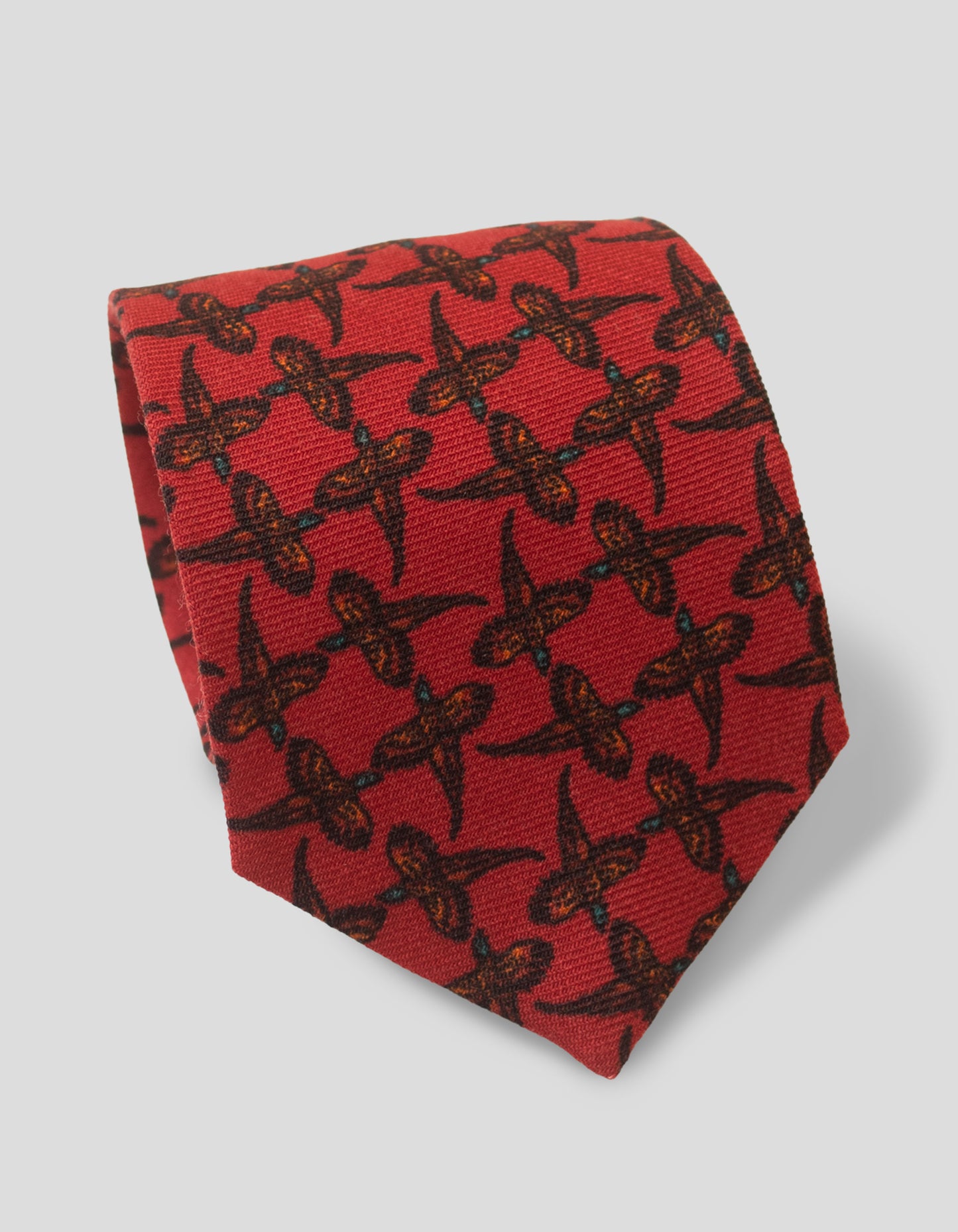 WOOL CHALLIS PHEASANT TIE - RED