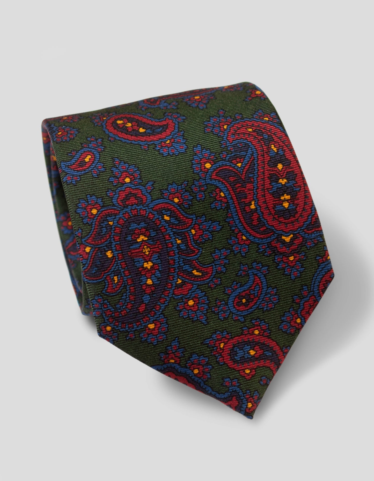 PRINTED MADDER MEDIUM PAISLEY TIE - GREEN