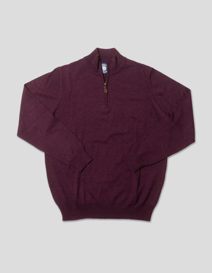 MERINO WOOL QUARTER ZIP UP - DARK PURPLE