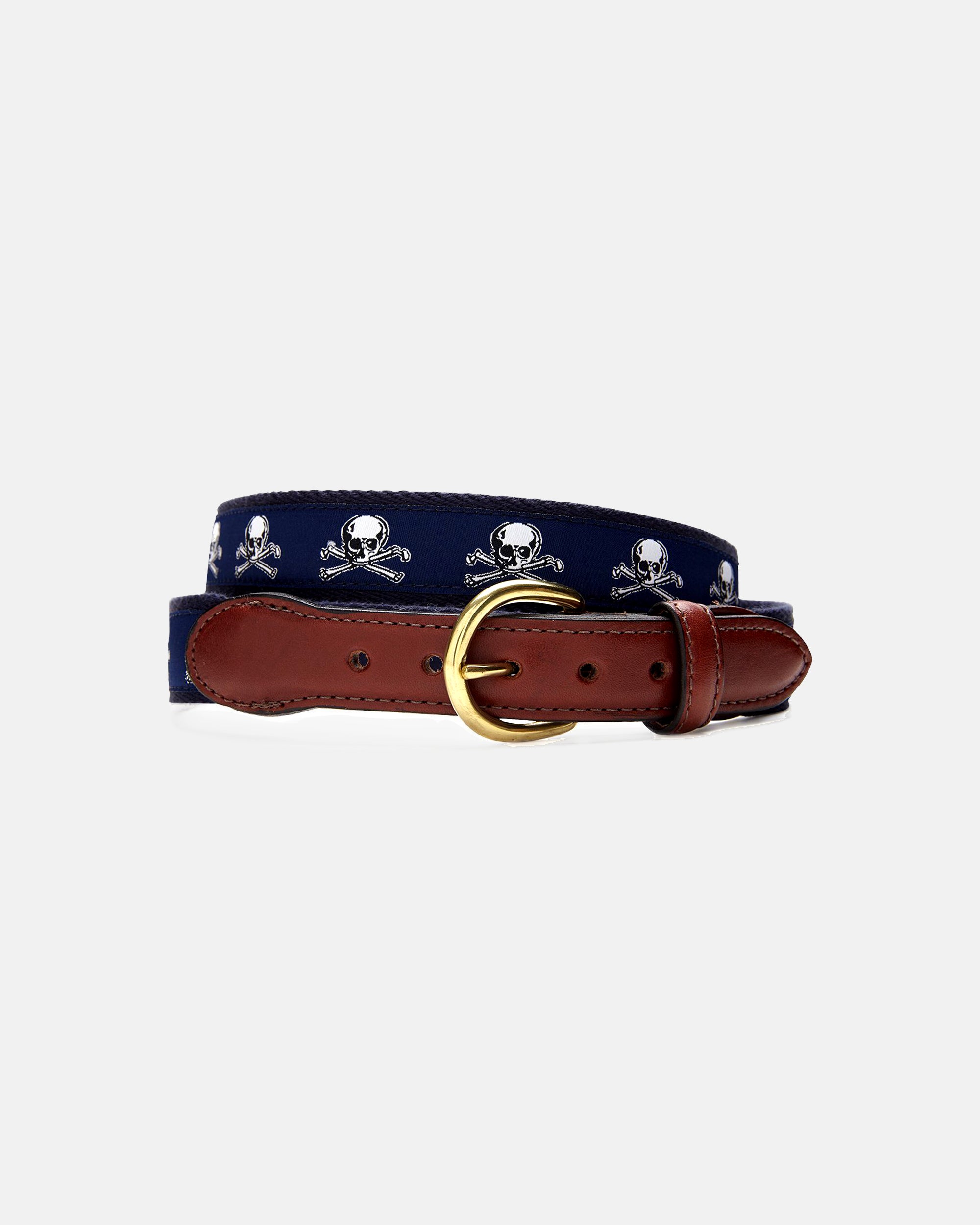 Made-in-USA Skull and Bones Motif Belt