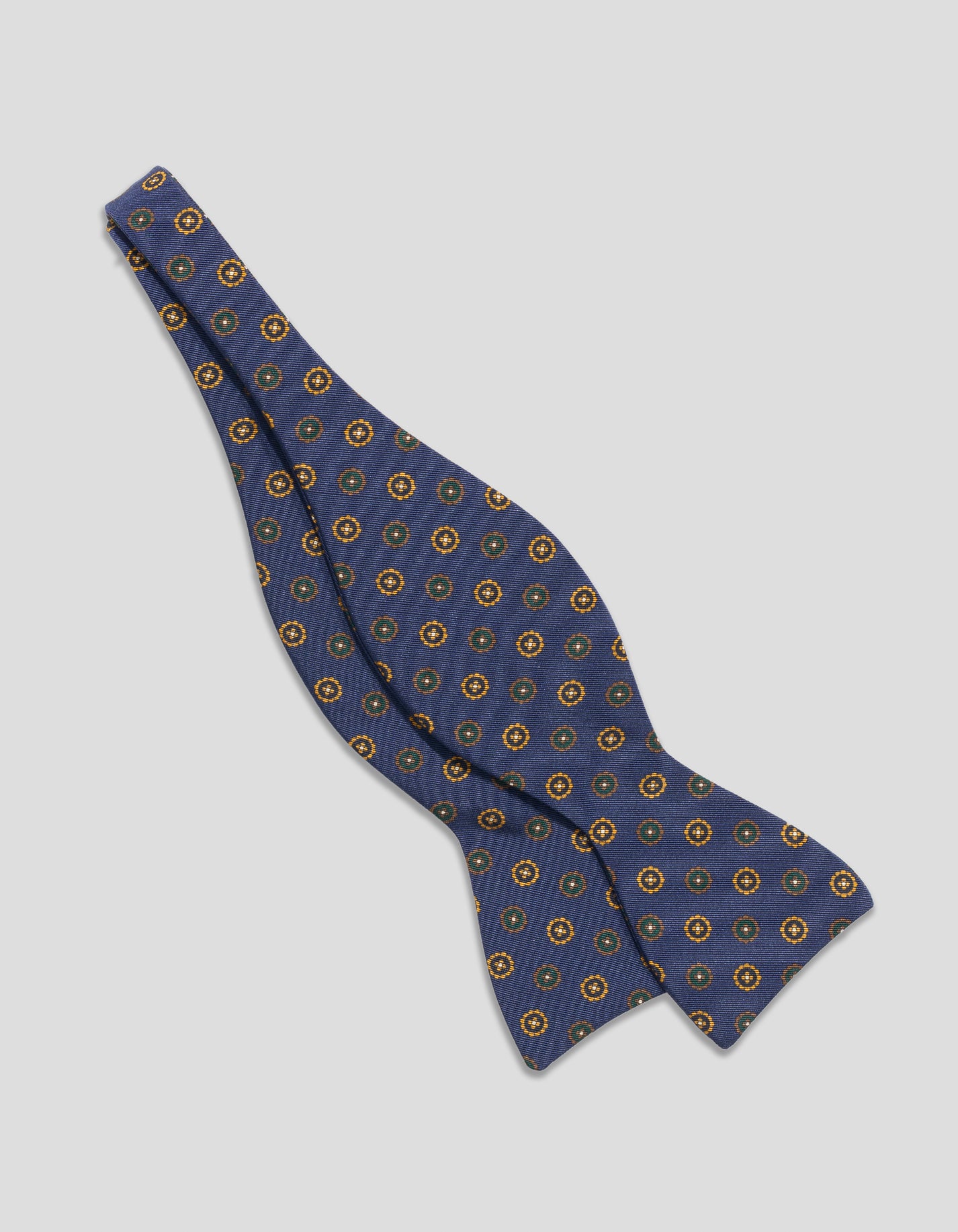 IRISH POPLIN FOULARD BOW TIE - NAVY/GOLD